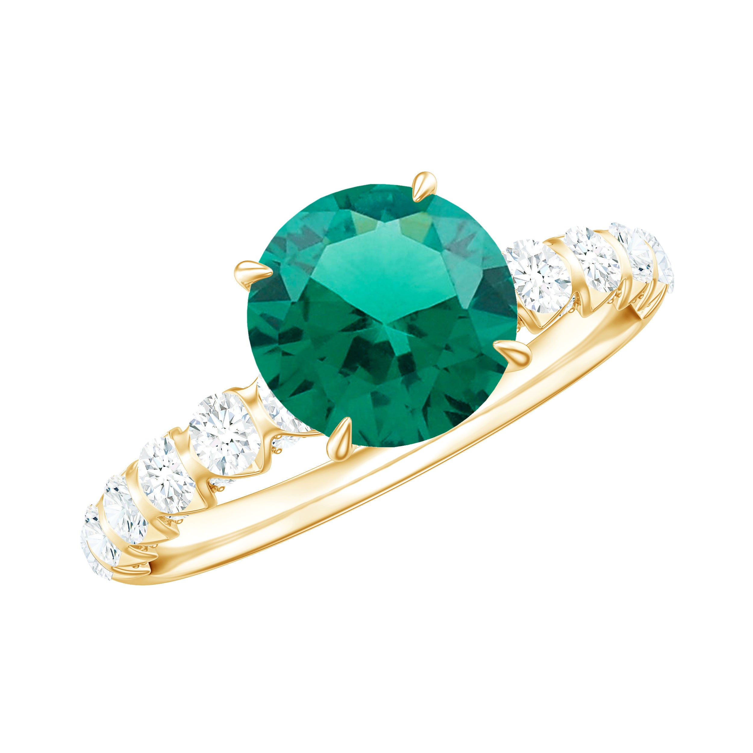 Rosec Jewels-Womens Lab Grown Emerald Engagement Ring with Diamonds