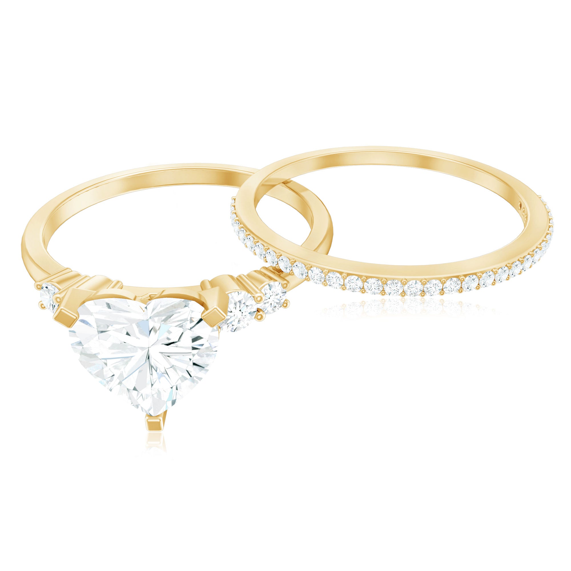 Rosec Jewels-Certified Lab Grown Diamond 7MM Heart Bridal Ring Set