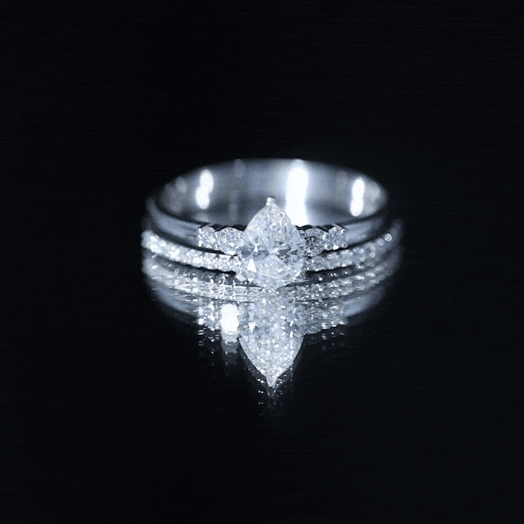 1.3 Carat Certified Lab Grown Diamond Teardrop Bridal Ring Set Lab - ( EF-VS ) - Rosec Jewels