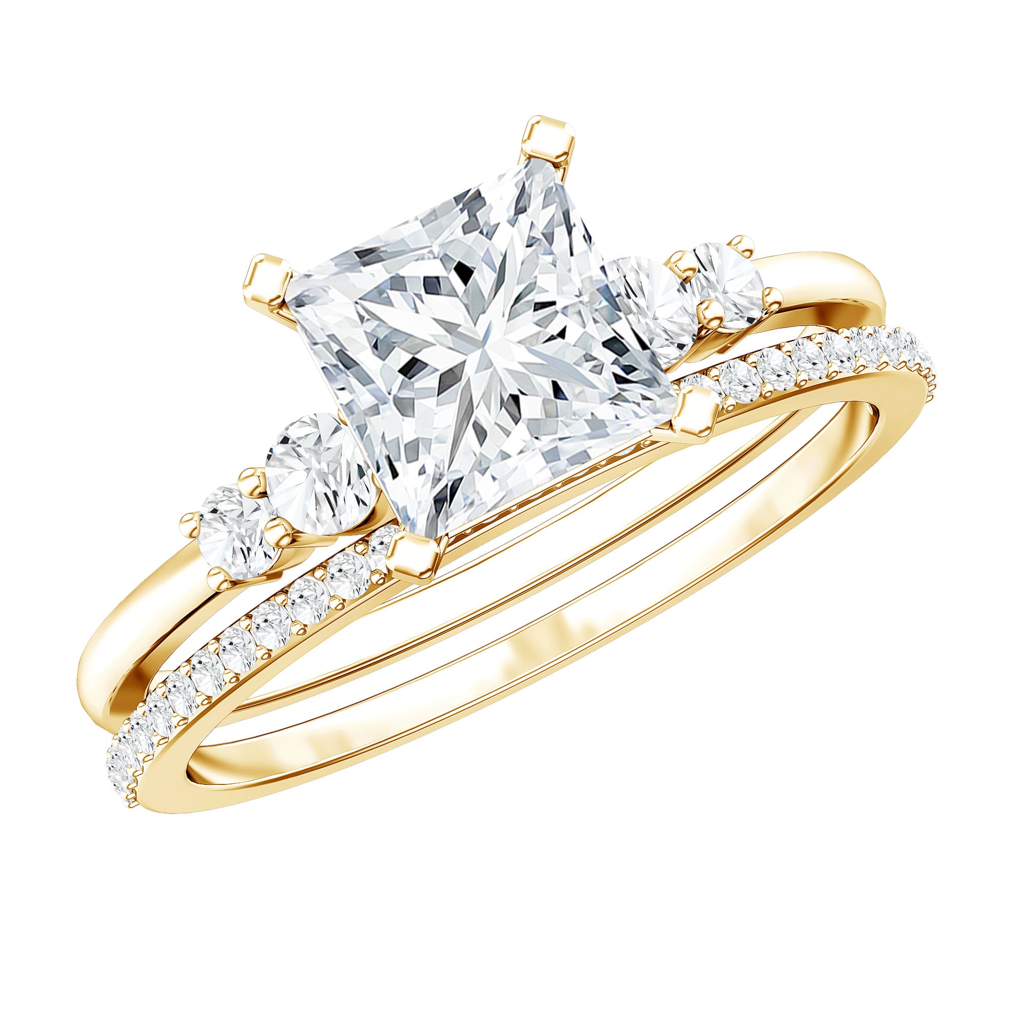 1.2 Carat Lab Grown Diamond Princess Cut Engagement Ring With Enhancer Lab - ( EF-VS ) - Rosec Jewels