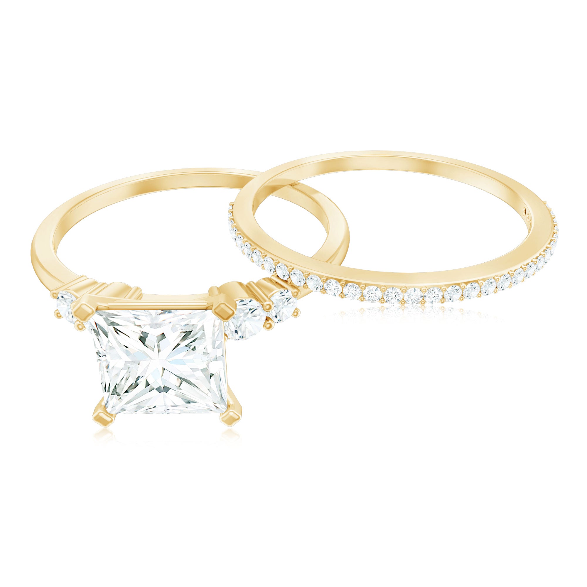 Rosec Jewels-Lab Grown Diamond 6 MM Princess Cut Engagement Ring With Enhancer