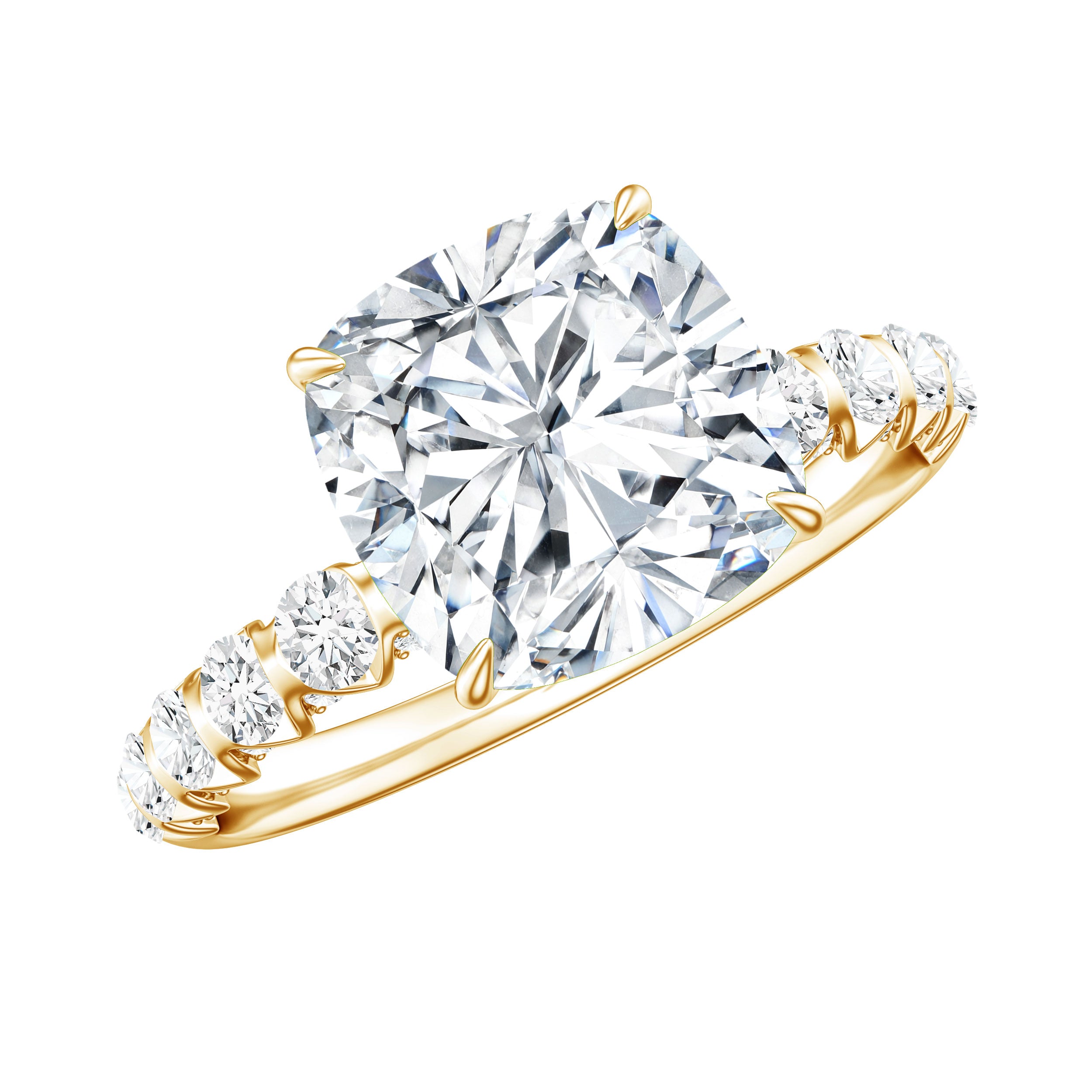 Rosec Jewels-IGI Certified 2 Carat Cushion Cut Lab Grown Diamond Engagement Ring with Side Stones