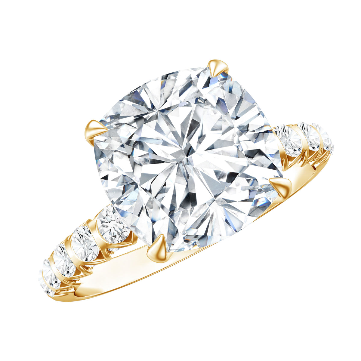 Rosec Jewels-5 Carat Cushion Cut Lab Diamond Huge Engagement Ring with IGI Certificate