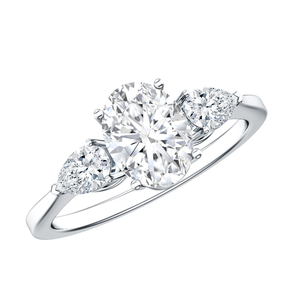 1 Carat Lab Grown Diamond Three Stone Engagement Ring with IGI Certificate Lab - ( E-VS1 ) - Rosec Jewels