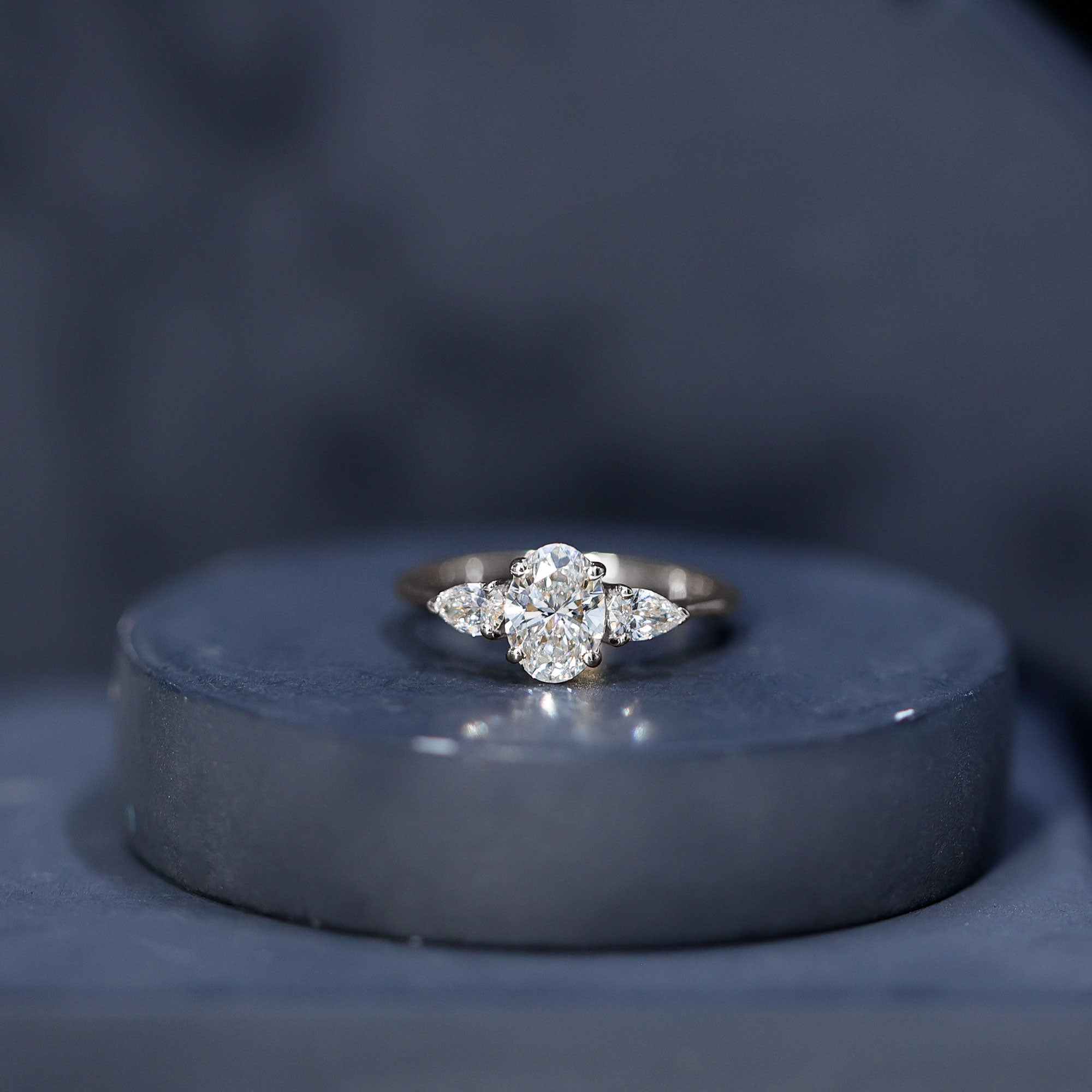 1 Carat Lab Grown Diamond Three Stone Engagement Ring with IGI Certificate Lab - ( E-VS1 ) - Rosec Jewels