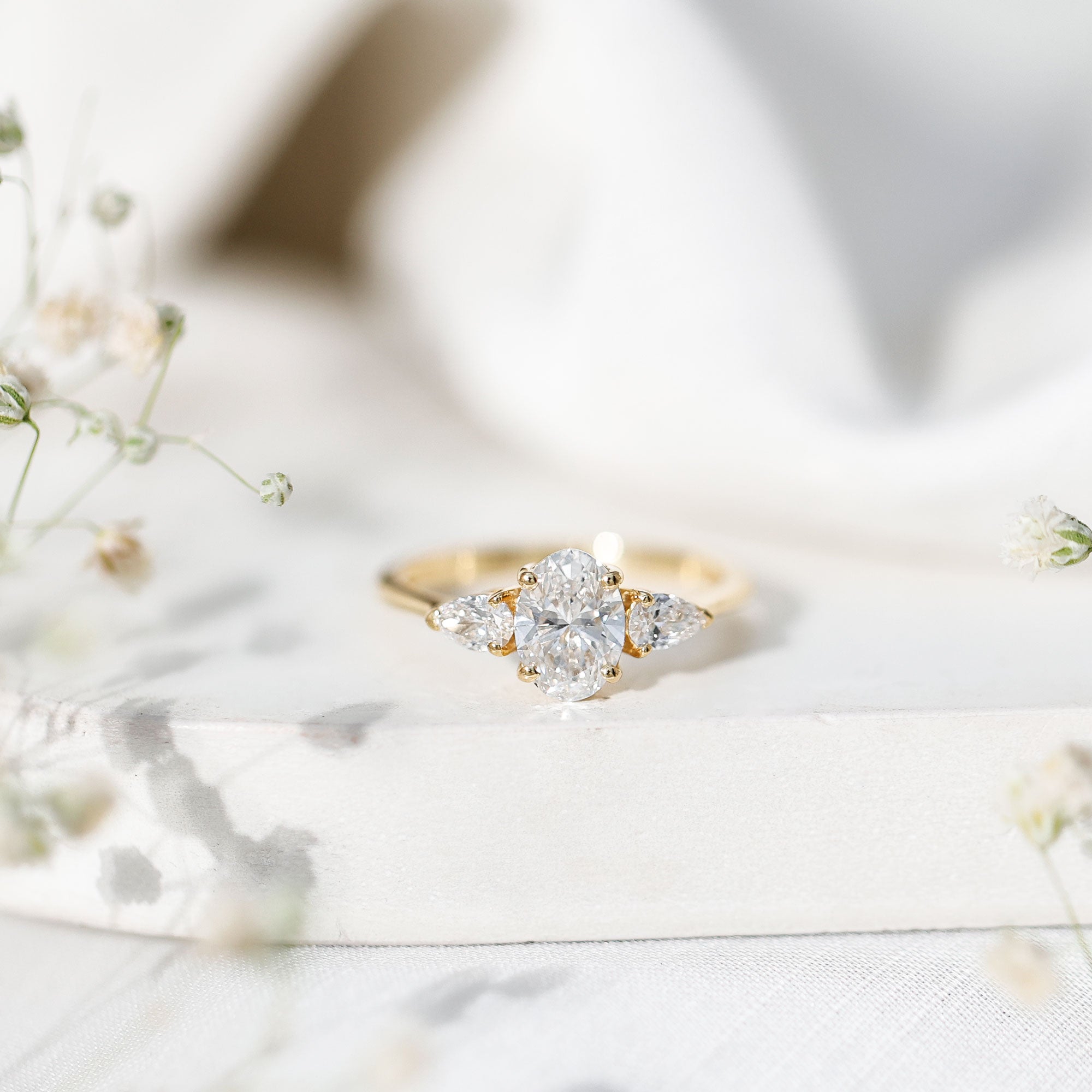 1 Carat Lab Grown Diamond Three Stone Engagement Ring with IGI Certificate Lab - ( E-VS1 ) - Rosec Jewels