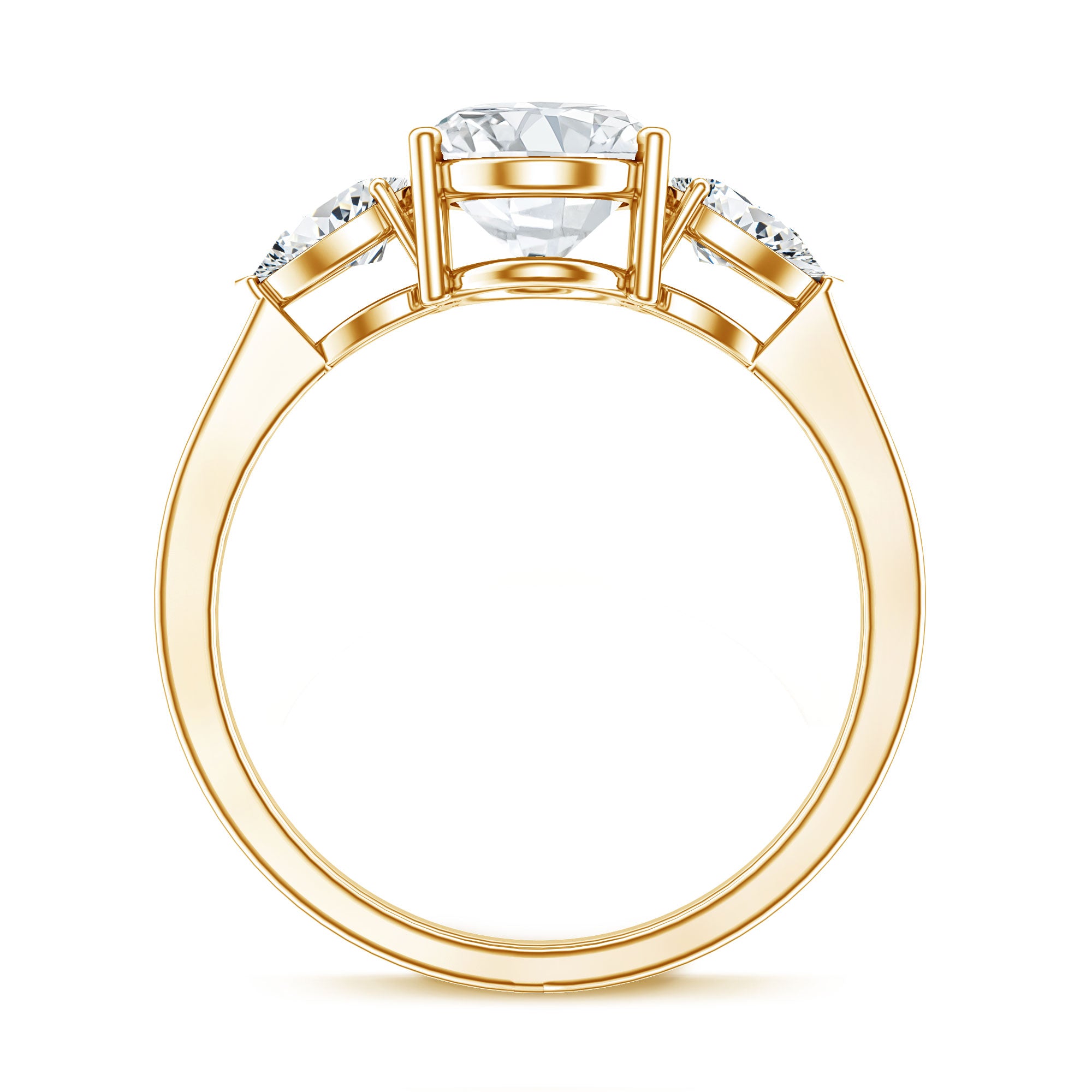2 Carat Oval Lab Grown Diamond Three Stone Engagement Ring with IGI Certificate Lab - ( E-VS1 ) - Rosec Jewels