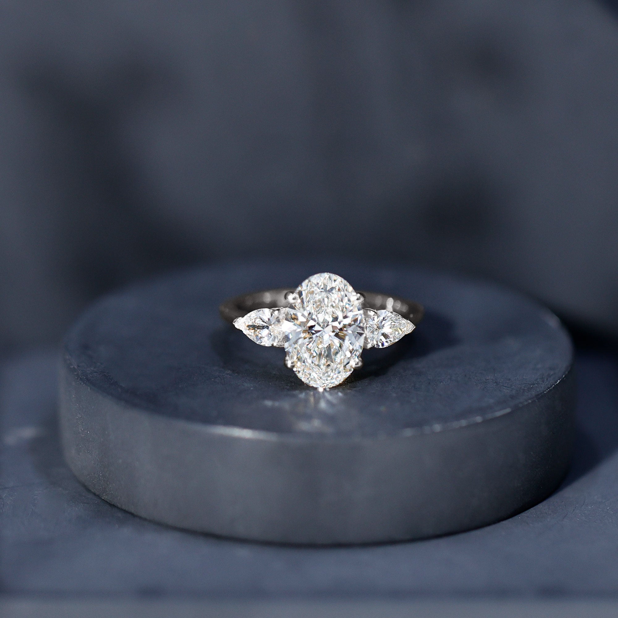 3 Carat Oval Lab Created Diamond Engagement Ring with IGI Certificate Lab - ( E-VS1 ) - Rosec Jewels