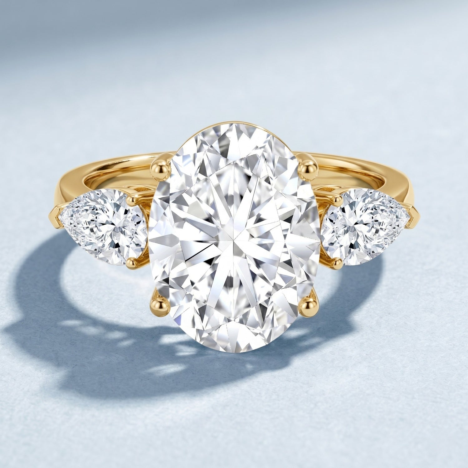 3 Carat Oval Lab Created Diamond Engagement Ring with IGI Certificate Lab - ( E-VS1 ) - Rosec Jewels