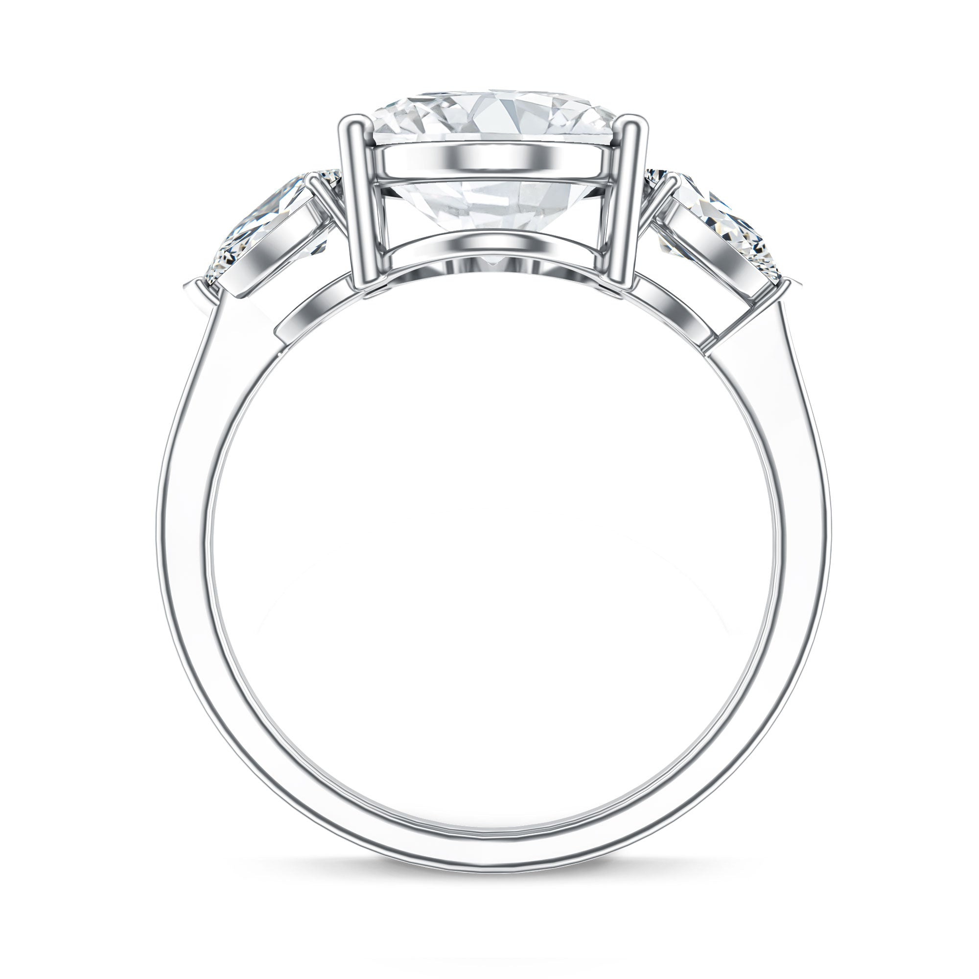 Rosec Jewels-4 Carat Oval Lab Grown Diamond Three Stone Engagement Ring IGI Certified