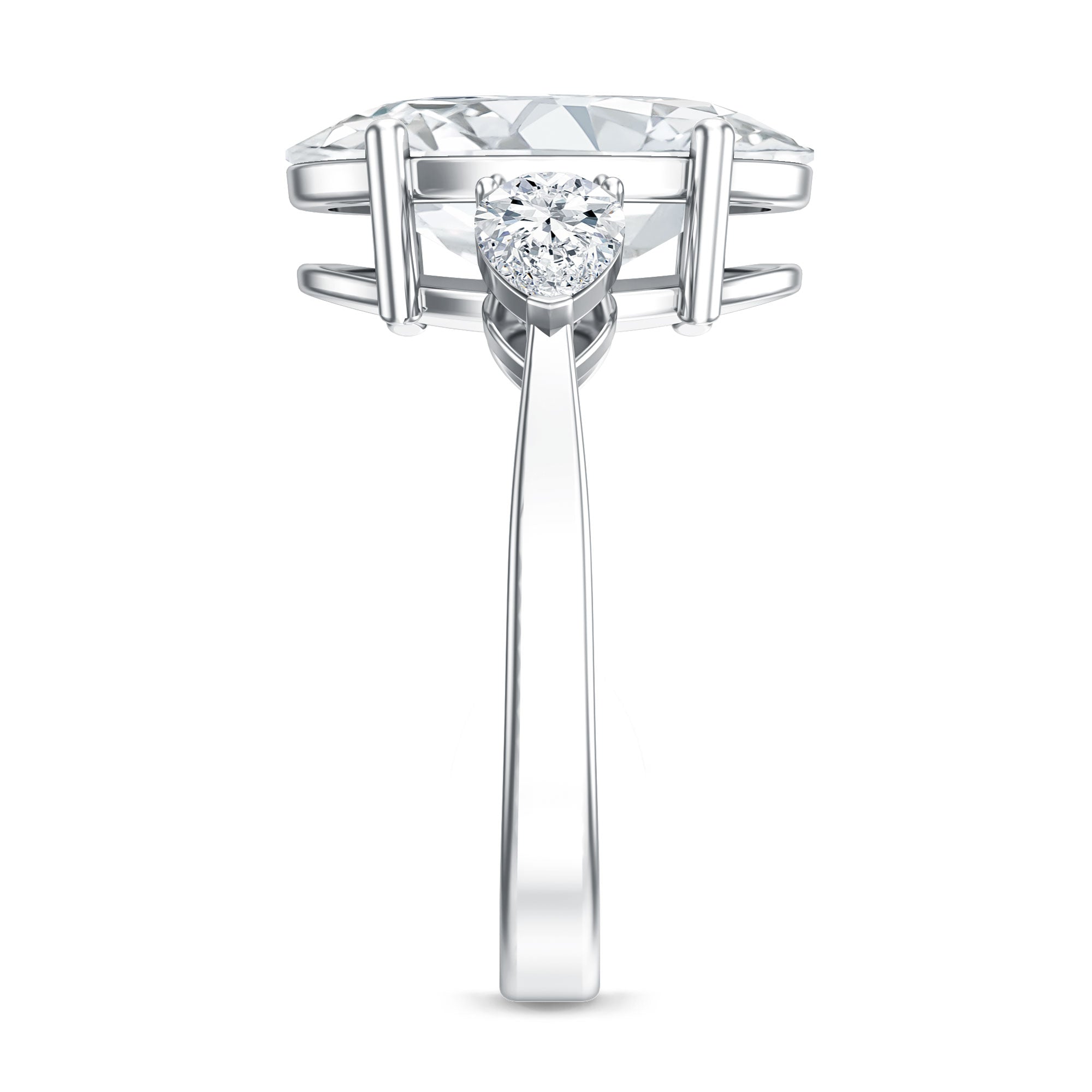 Rosec Jewels-4 Carat Oval Lab Grown Diamond Three Stone Engagement Ring IGI Certified