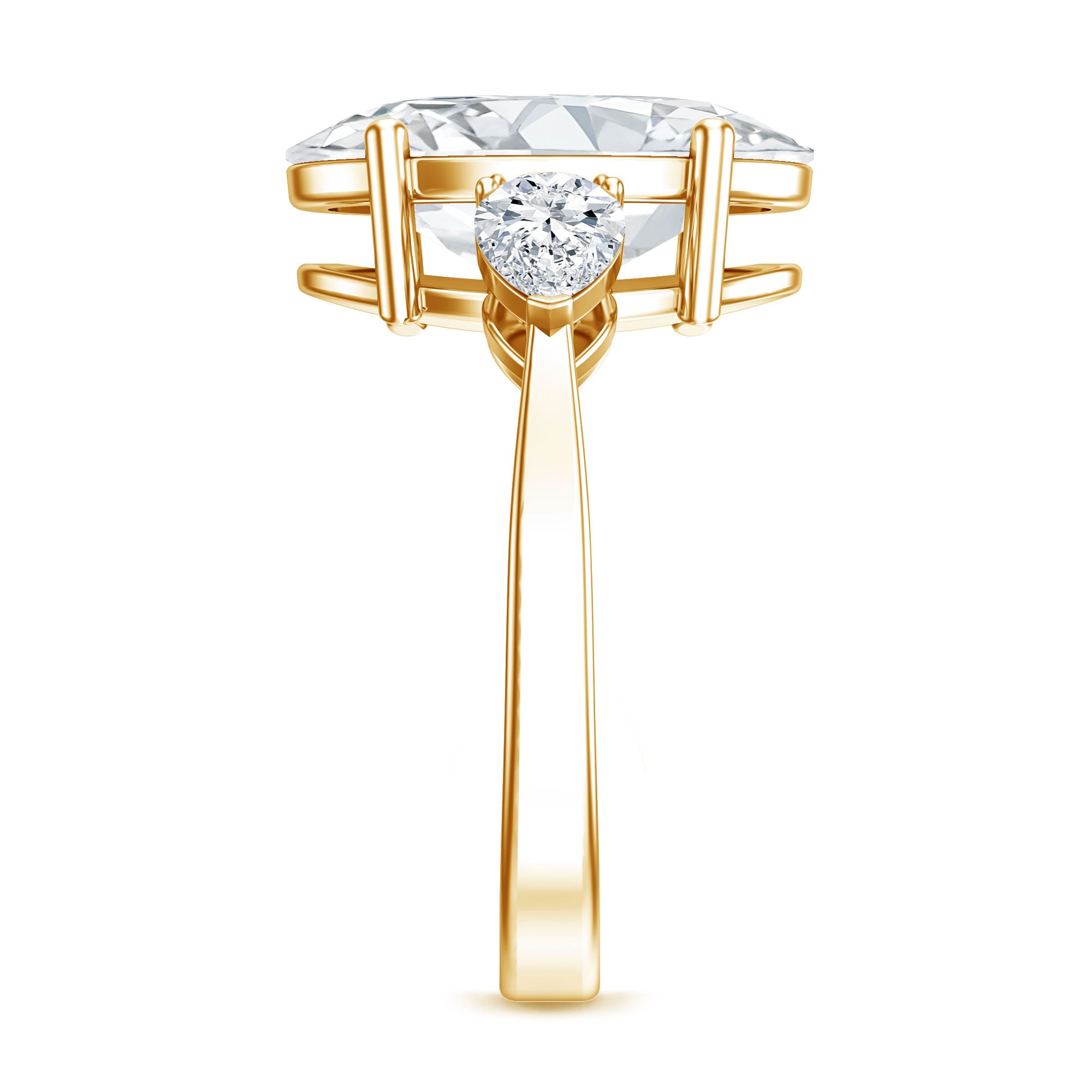 Rosec Jewels-4 Carat Oval Lab Grown Diamond Three Stone Engagement Ring IGI Certified