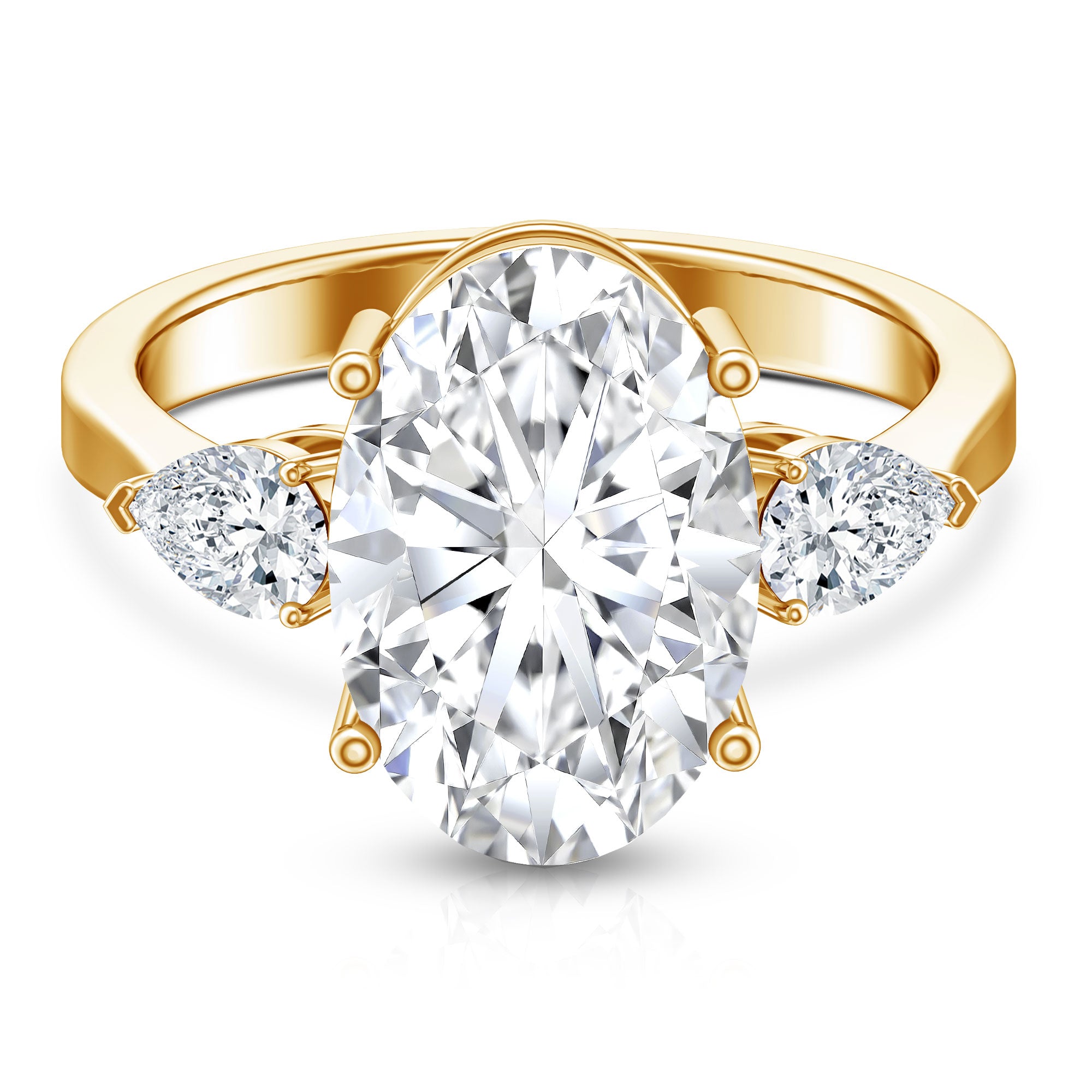 Rosec Jewels-4 Carat Oval Lab Grown Diamond Three Stone Engagement Ring IGI Certified