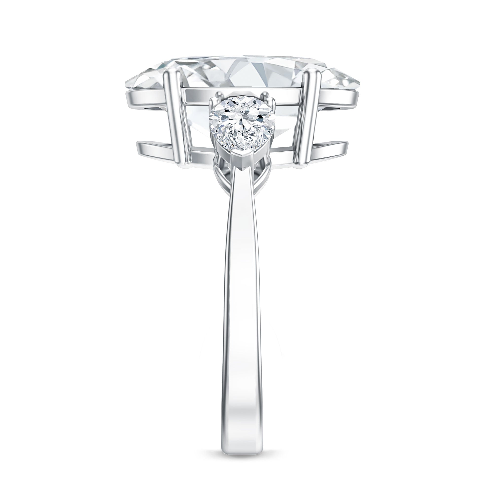 Rosec Jewels-IGI Certified 5 Carat Oval Lab Grown Diamond Big Engagement Ring with Pear Side Stones