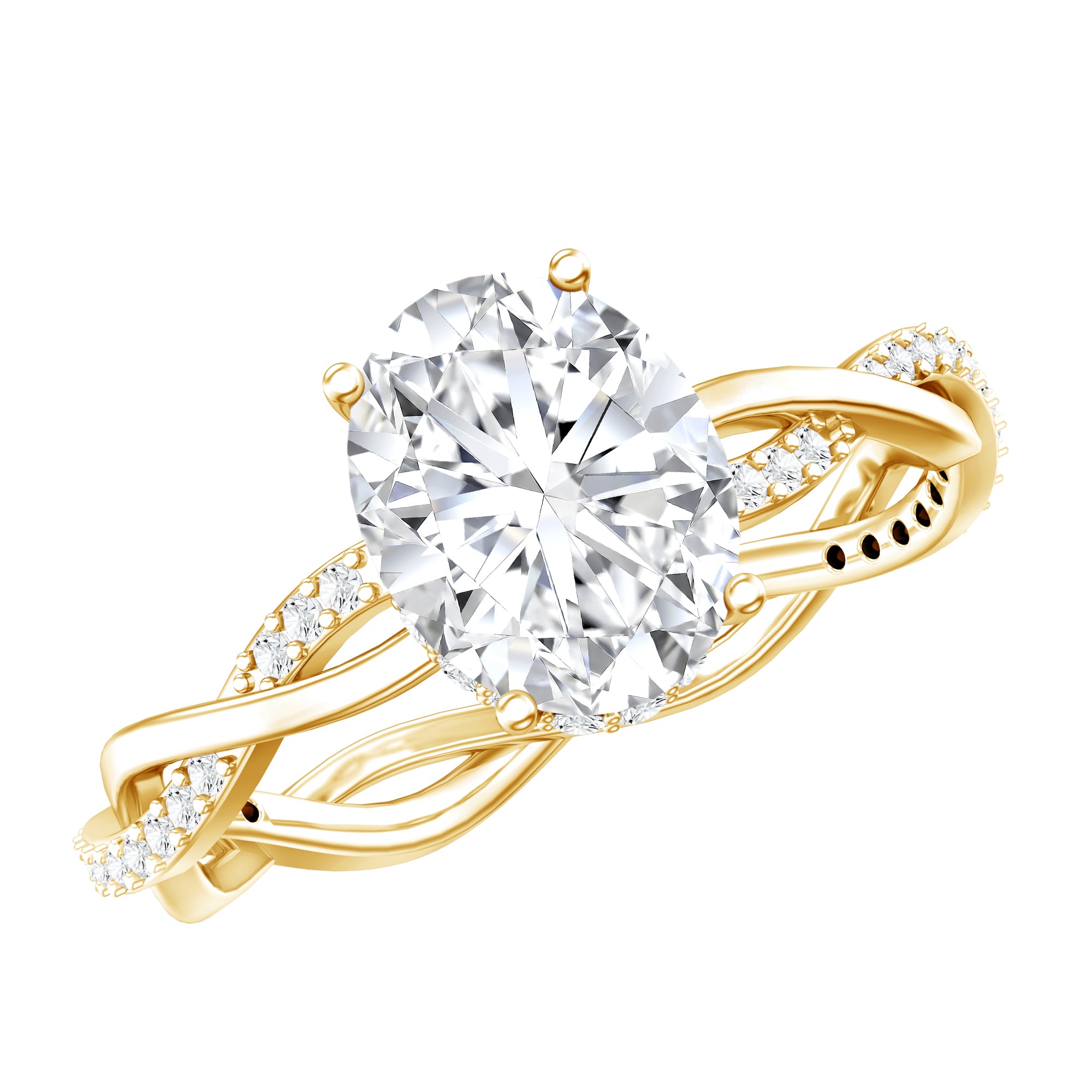 Rosec Jewels-IGI Certified 2 Carat Lab Grown Diamond Oval Hidden Halo Engagement Ring with Braided Band