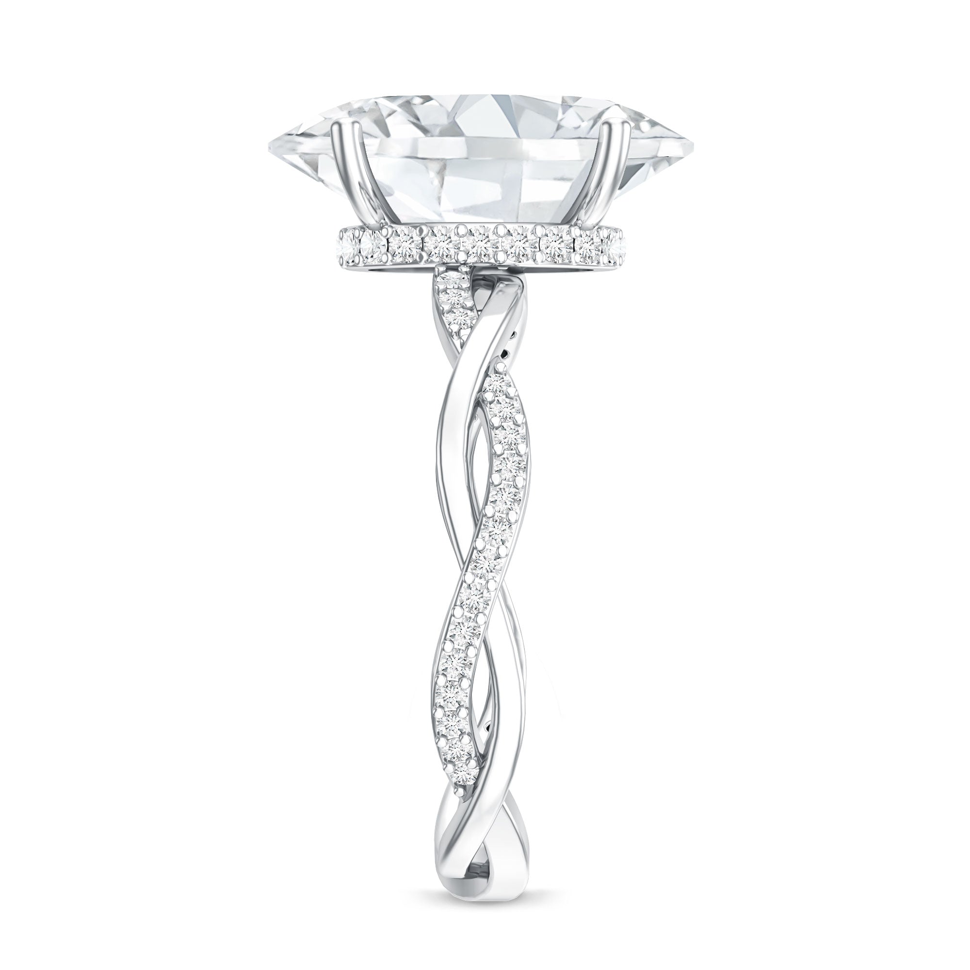 Rosec Jewels-IGI Certified 4 Carat Oval Lab Grown Diamond Huge Engagement Ring with Braided Band
