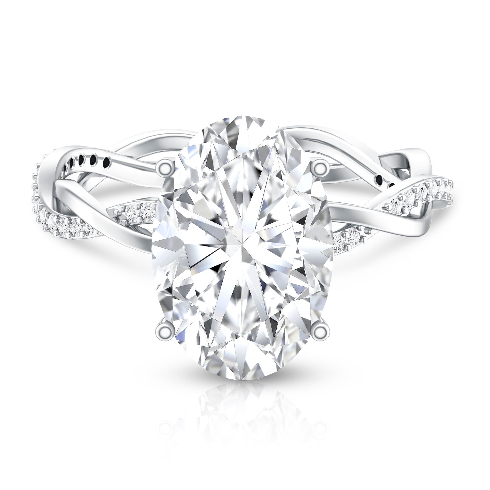 Rosec Jewels-IGI Certified 4 Carat Oval Lab Grown Diamond Huge Engagement Ring with Braided Band