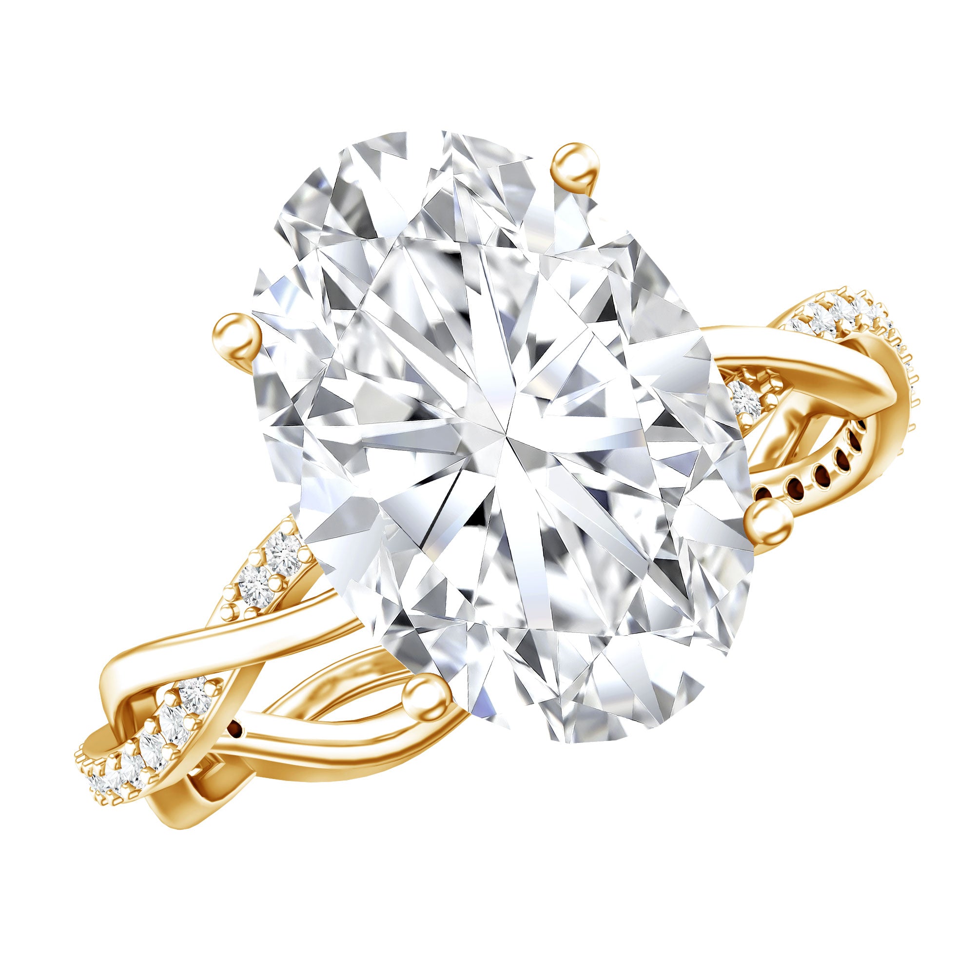 Rosec Jewels-IGI Certified 4 Carat Oval Lab Grown Diamond Huge Engagement Ring with Braided Band