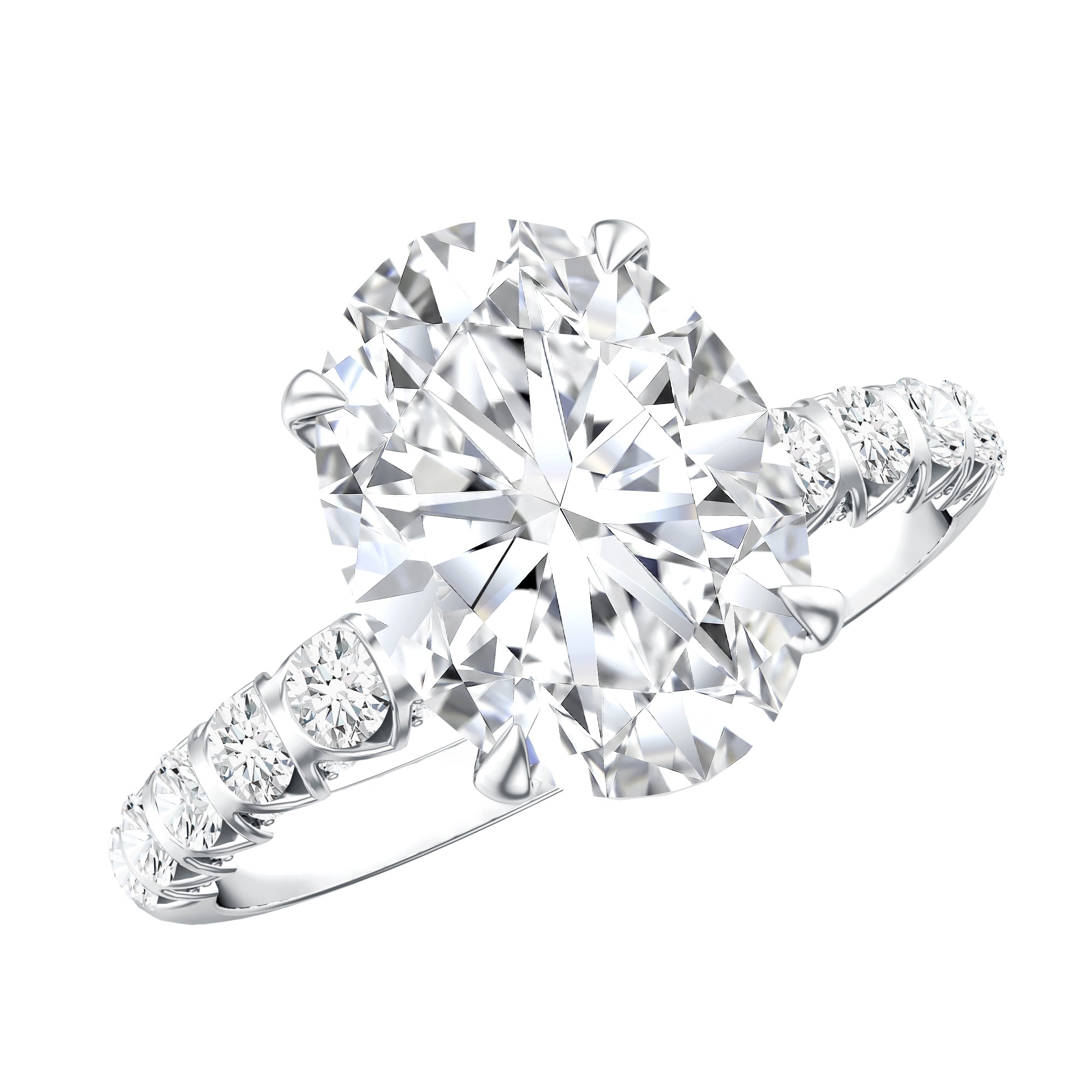 Lab Grown Diamond Oblong Engagement Ring 3 Carat with IGI Certificate Lab - ( E-VS1 ) - Rosec Jewels