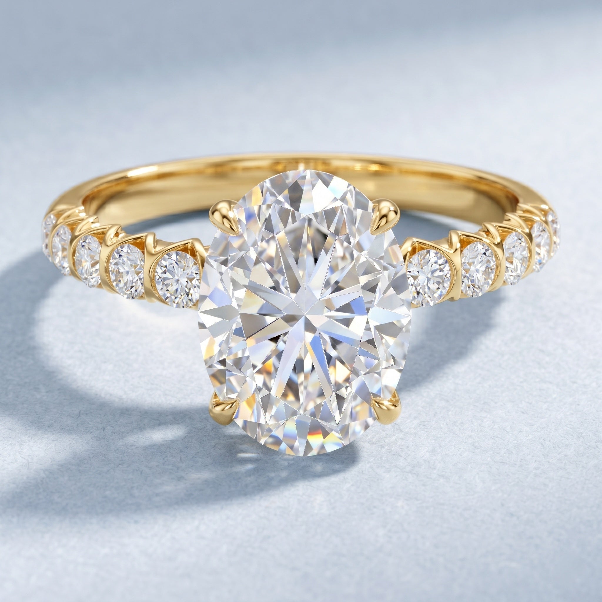 Lab Grown Diamond Oblong Engagement Ring 3 Carat with IGI Certificate Lab - ( E-VS1 ) - Rosec Jewels