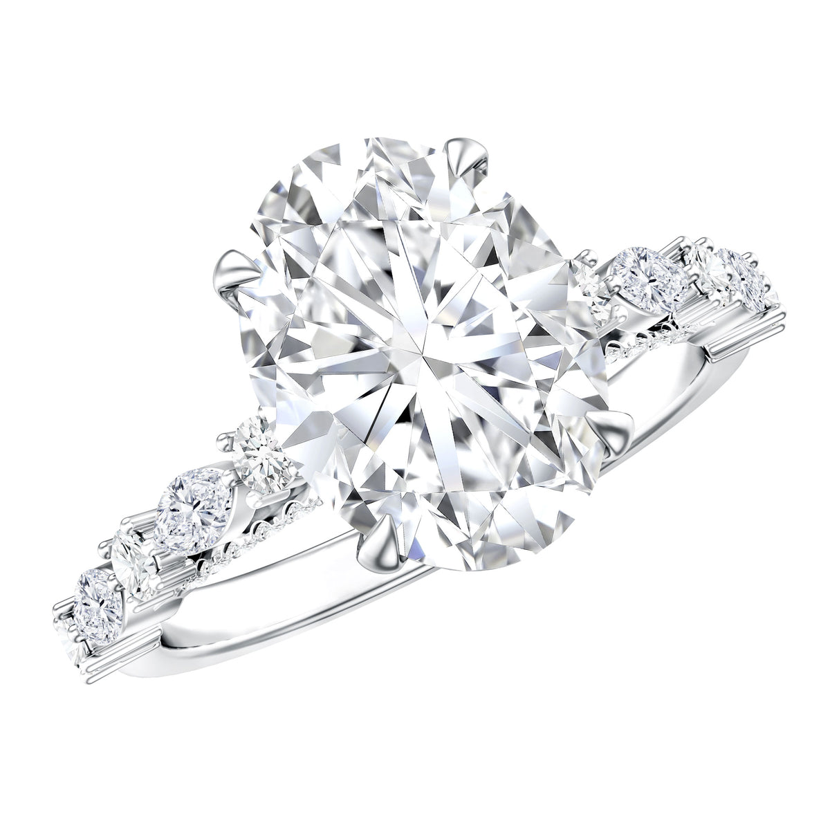 3 Carat Oval Lab Grown Diamond Statement Engagement Ring with IGI Certificate