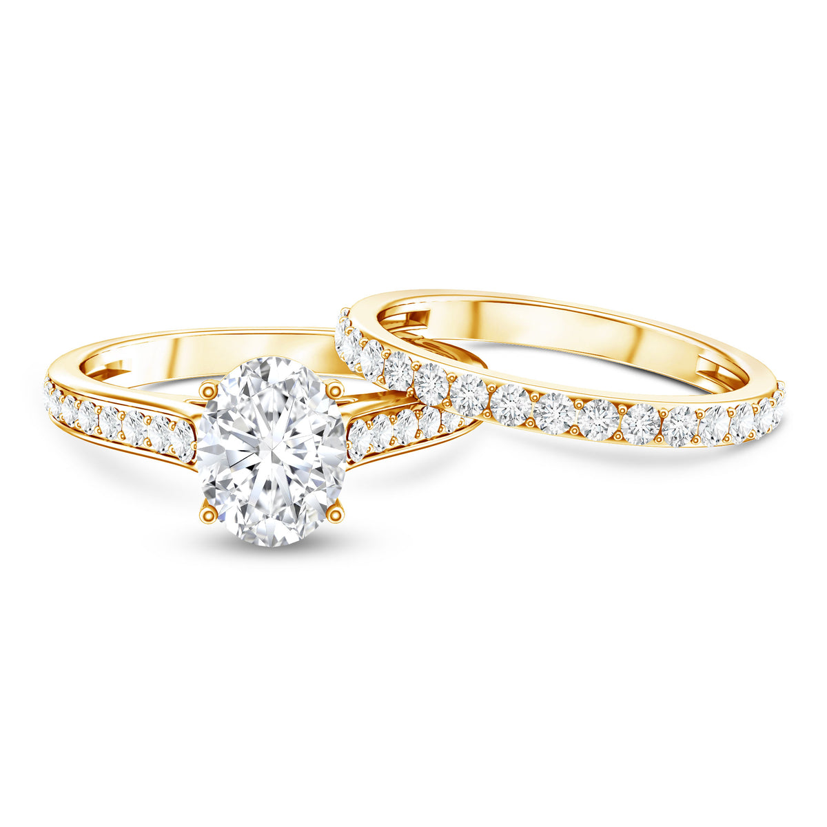 Rosec Jewels-IGI Graded 2 Carat Lab Grown Diamond Oval Engagement Ring Set