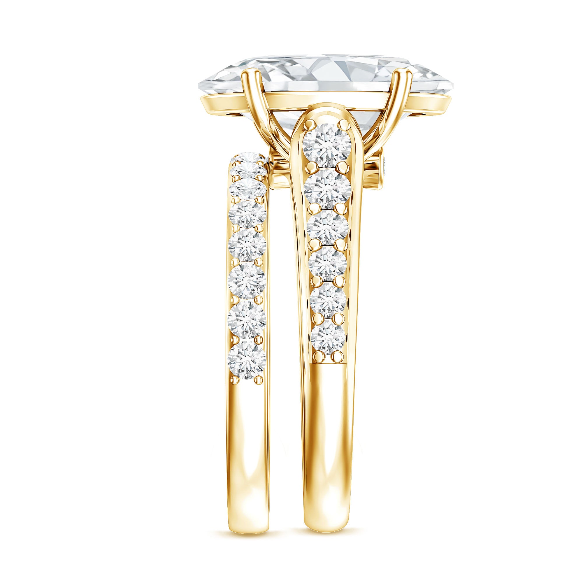 Rosec Jewels-IGI Certified Lab Grown Diamond 5 Carat Oval Engagement Ring with Wedding Band