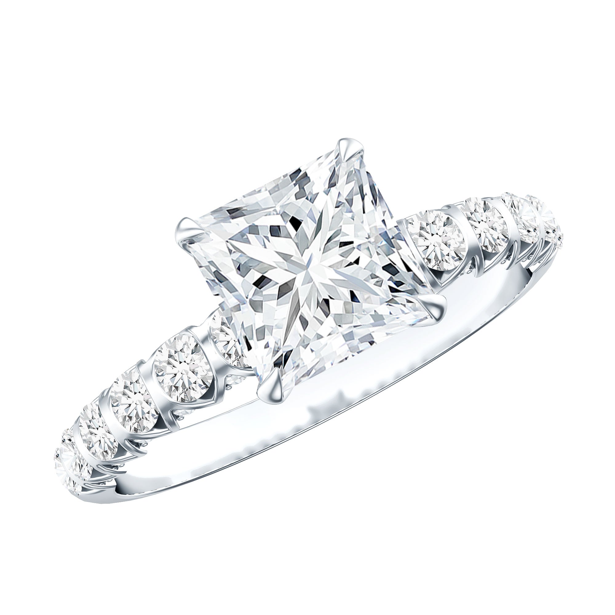 2 Carat IGI Certified Lab Grown Diamond Princess Cut Engagement Ring Lab - ( E-VS1 ) - Rosec Jewels