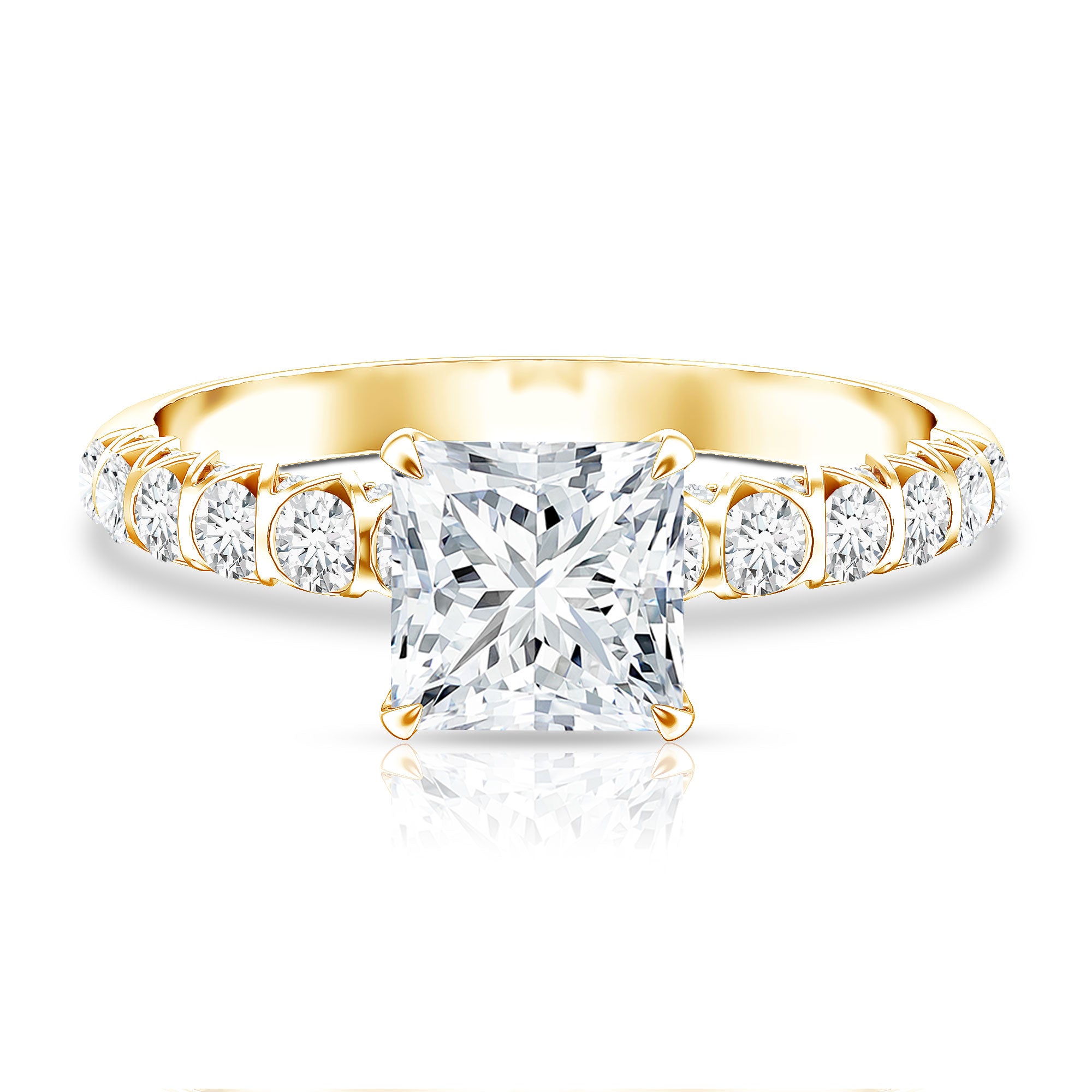 2 Carat IGI Certified Lab Grown Diamond Princess Cut Engagement Ring Lab - ( E-VS1 ) - Rosec Jewels
