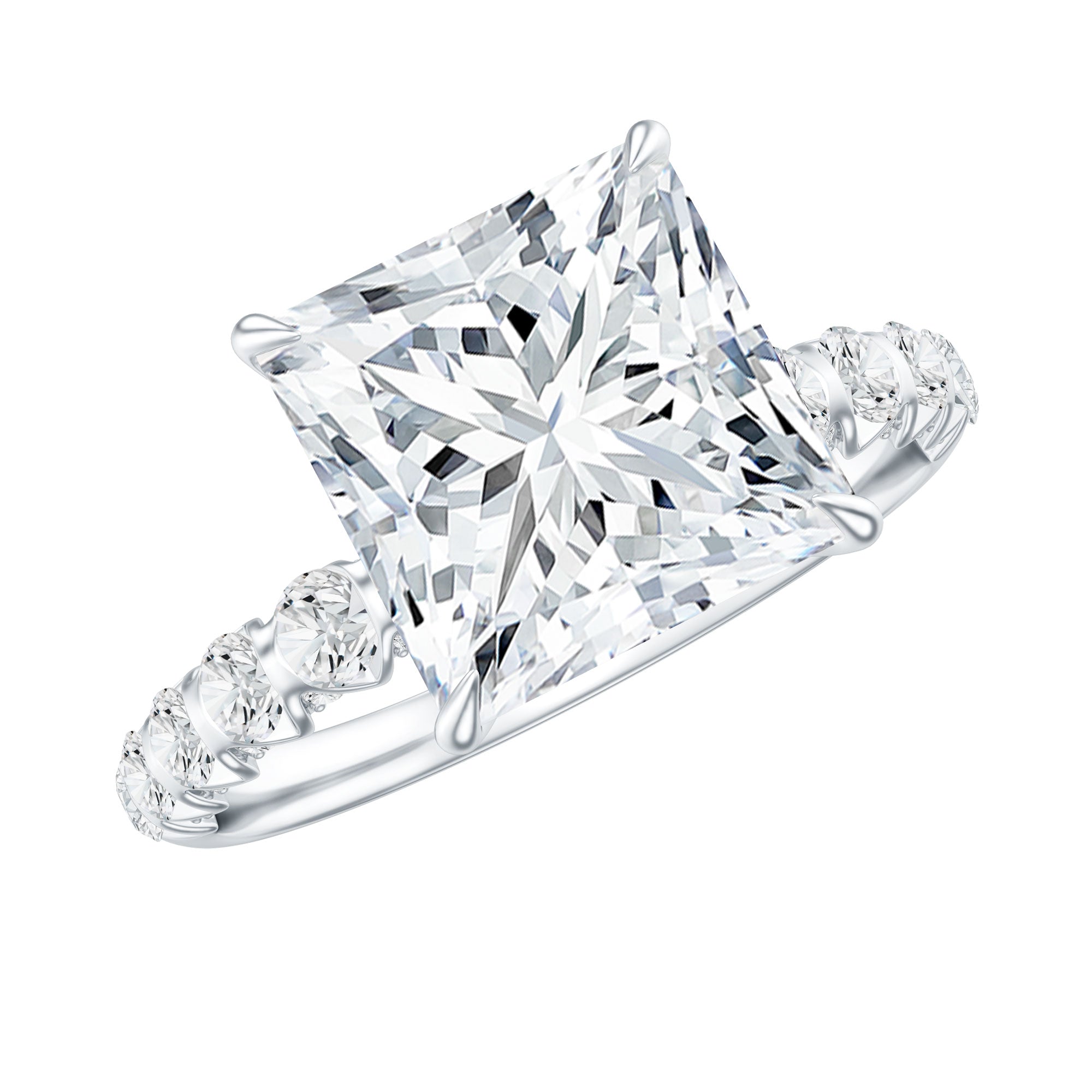 Rosec Jewels-Princess Cut Lab Grown Diamond 4 Carat Engagement Ring IGI Certified