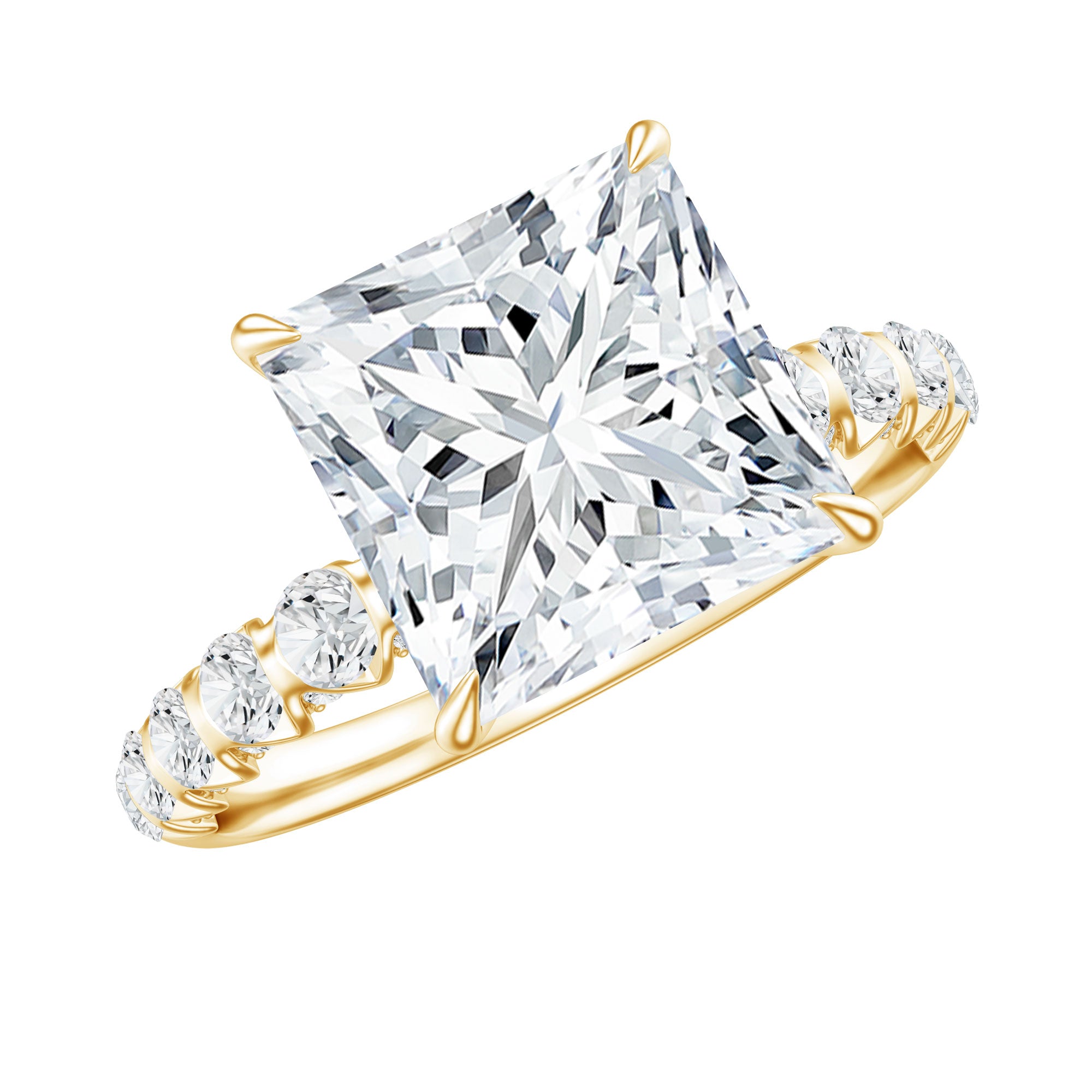 Princess Cut Lab Grown Diamond 4 Carat Engagement Ring IGI Certified Lab - ( E-VS1 ) - Rosec Jewels
