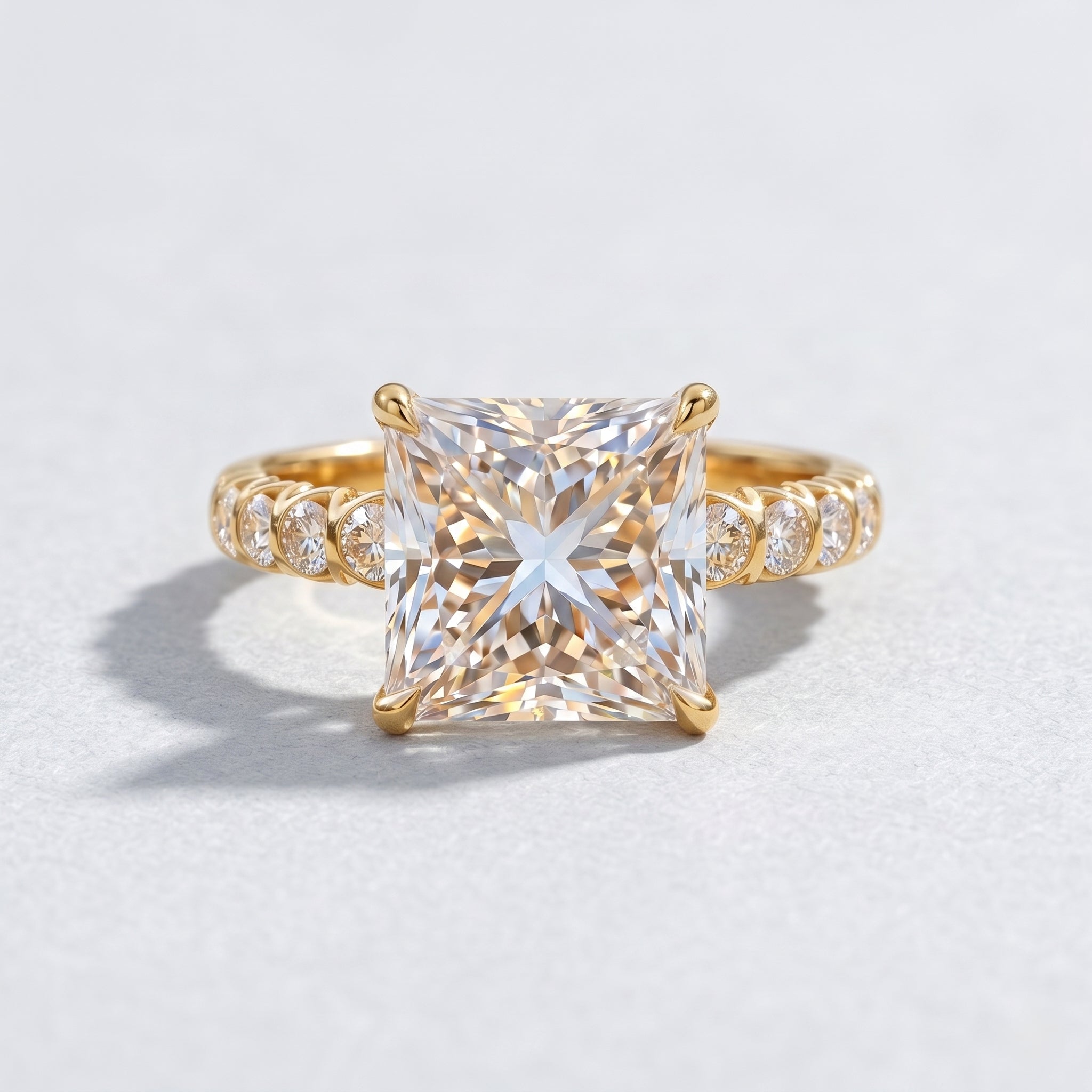 Princess Cut 5 Carat Lab Grown Big Diamond Engagement Ring IGI Certified Lab - ( E-VS1 ) - Rosec Jewels