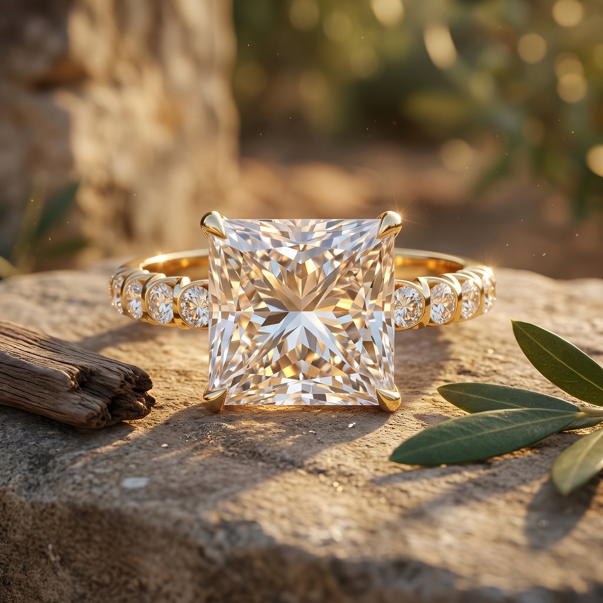 Princess Cut 5 Carat Lab Grown Big Diamond Engagement Ring IGI Certified Lab - ( E-VS1 ) - Rosec Jewels
