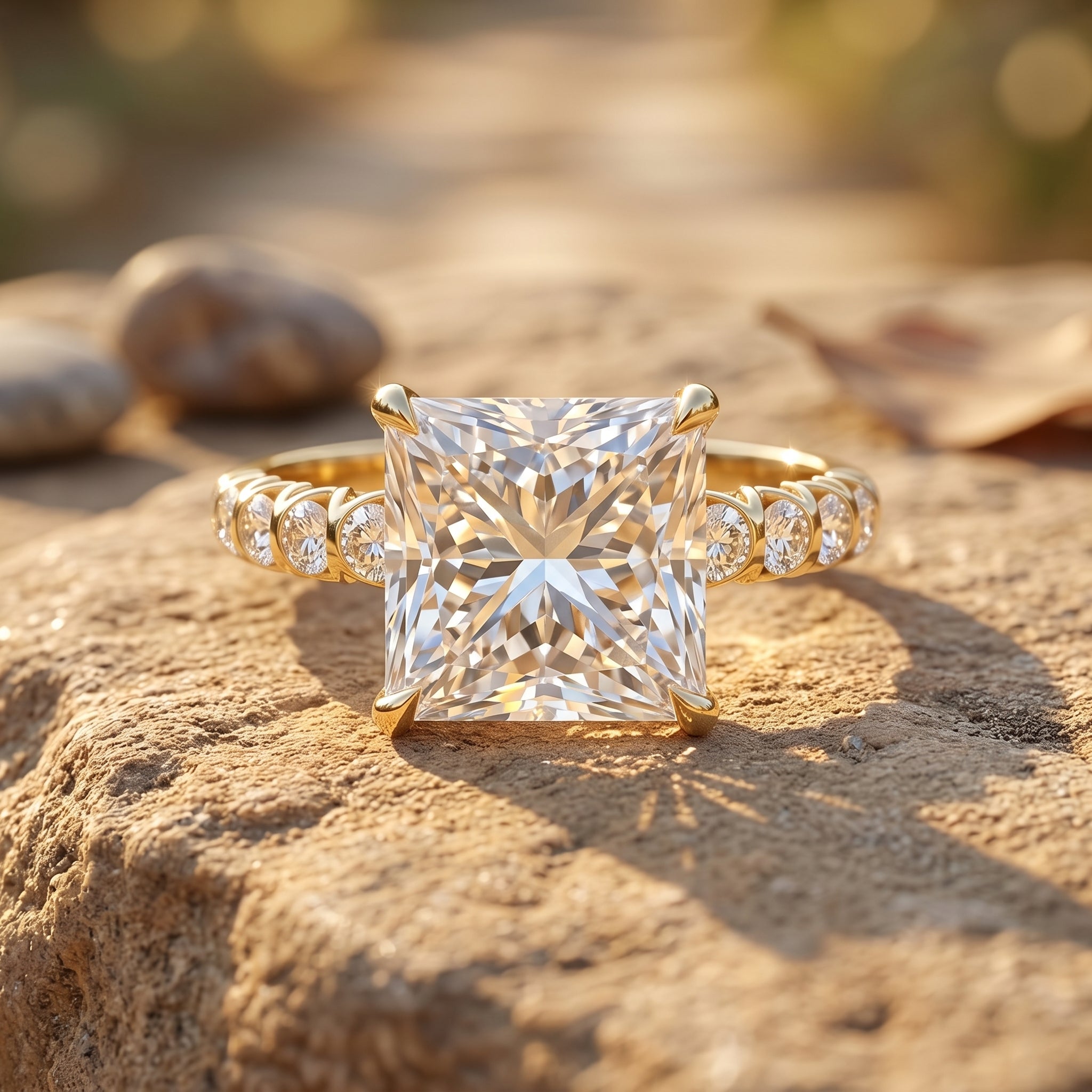Princess Cut 5 Carat Lab Grown Big Diamond Engagement Ring IGI Certified Lab - ( E-VS1 ) - Rosec Jewels