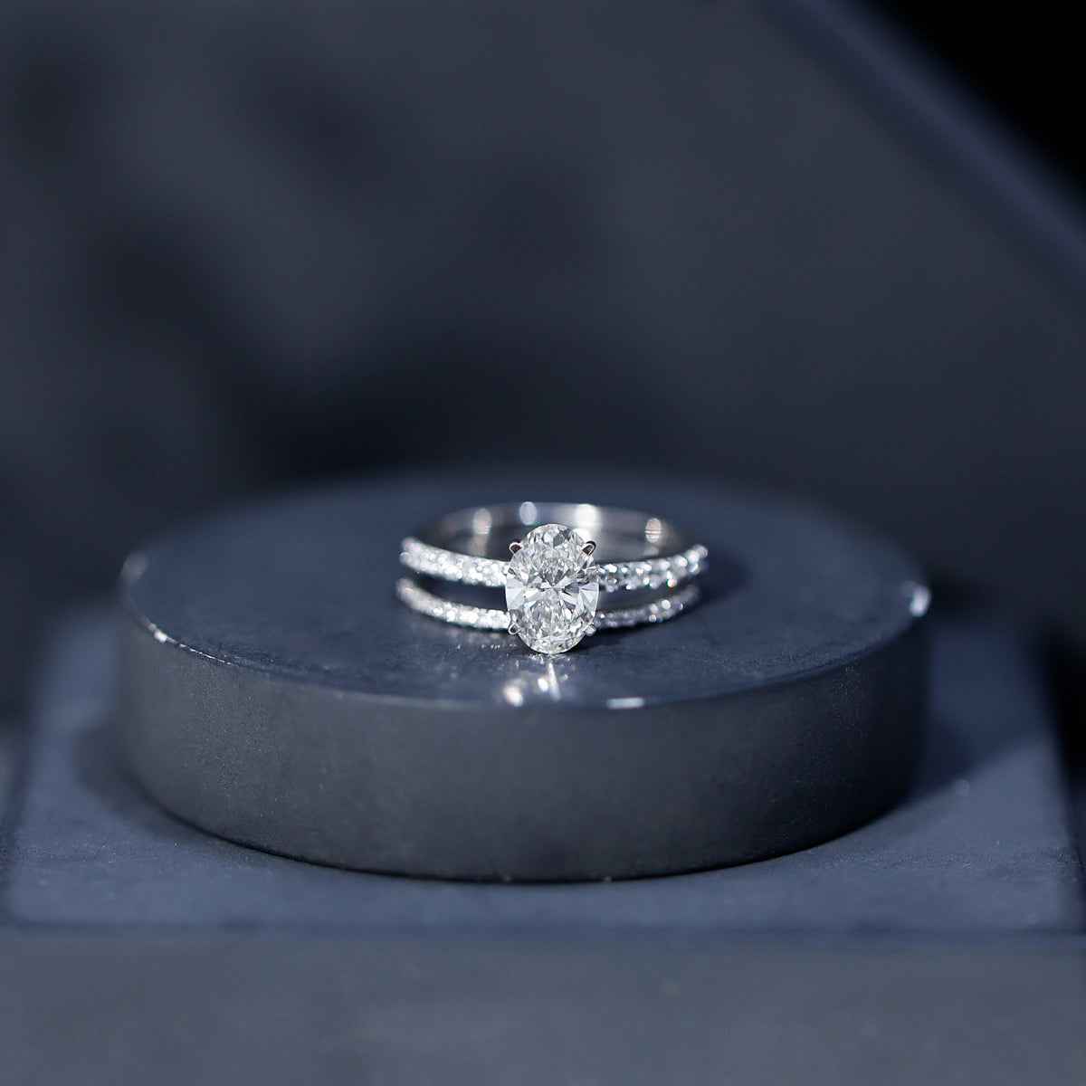 IGI Certified 1 Carat Lab Grown Diamond Engagement Ring with Wedding Band Set Lab - ( E-VS1 ) - Rosec Jewels