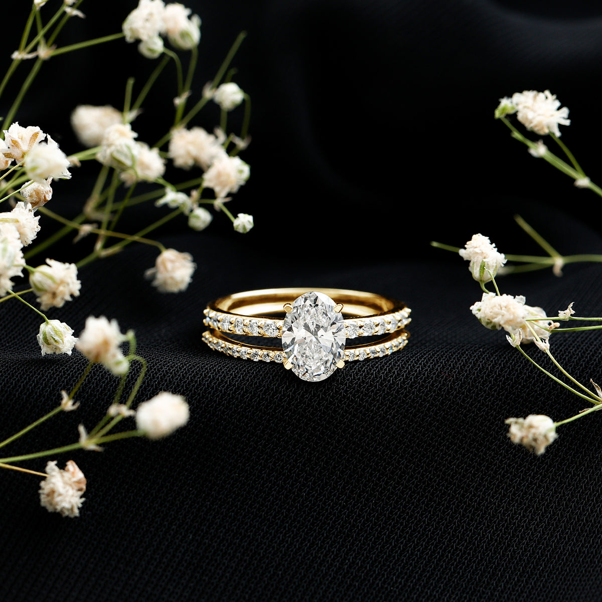 IGI Certified 1 Carat Lab Grown Diamond Engagement Ring with Wedding Band Set Lab - ( E-VS1 ) - Rosec Jewels