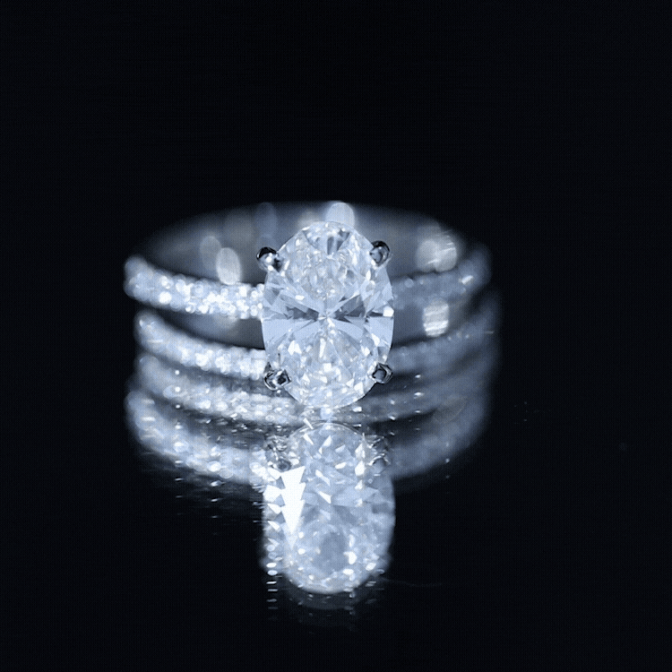 3 Carat Oval Shaped Lab Grown Diamond Bridal Ring Set with IGI Certificate Lab - ( E-VS1 ) - Rosec Jewels