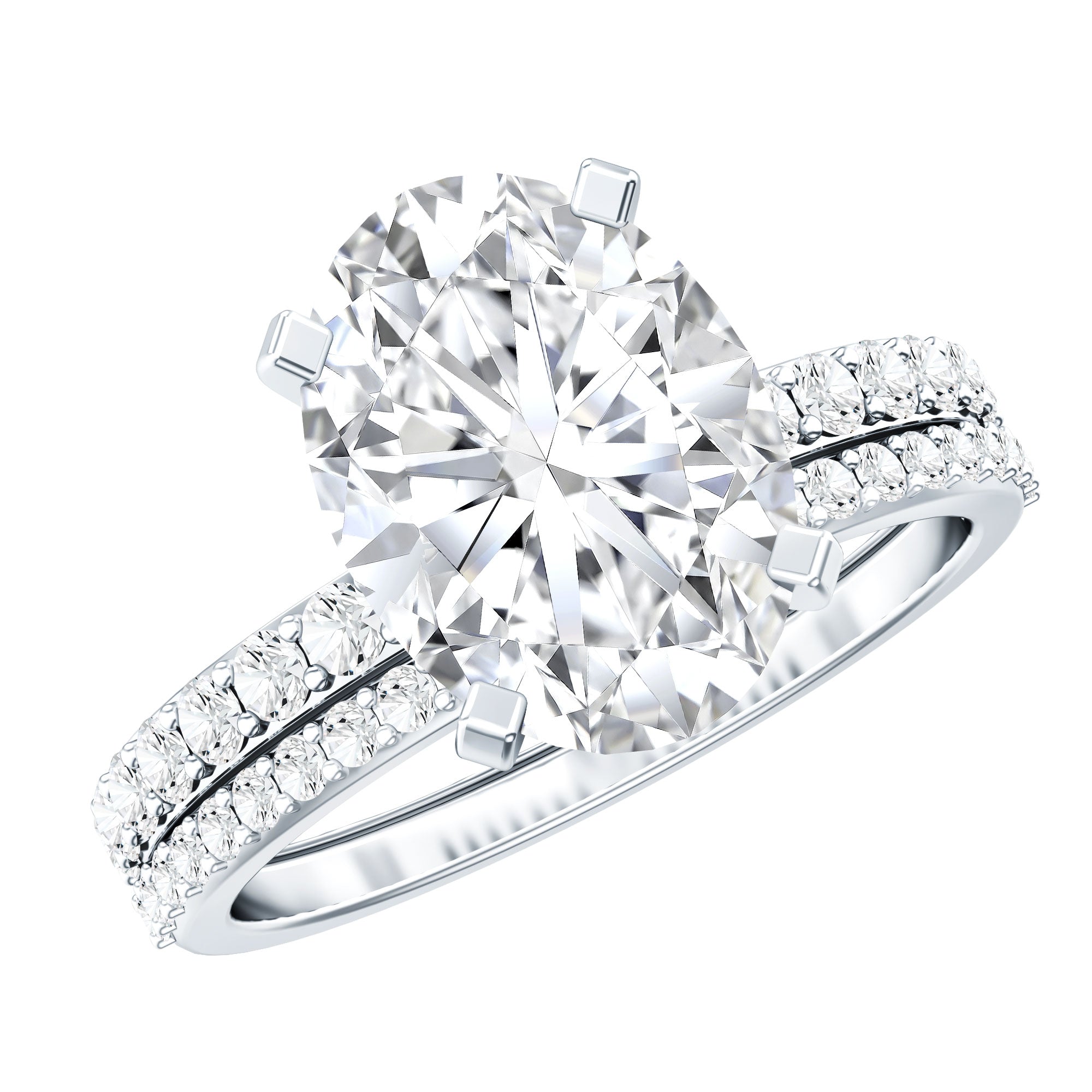 3 Carat Oval Shaped Lab Grown Diamond Bridal Ring Set with IGI Certificate Lab - ( E-VS1 ) - Rosec Jewels