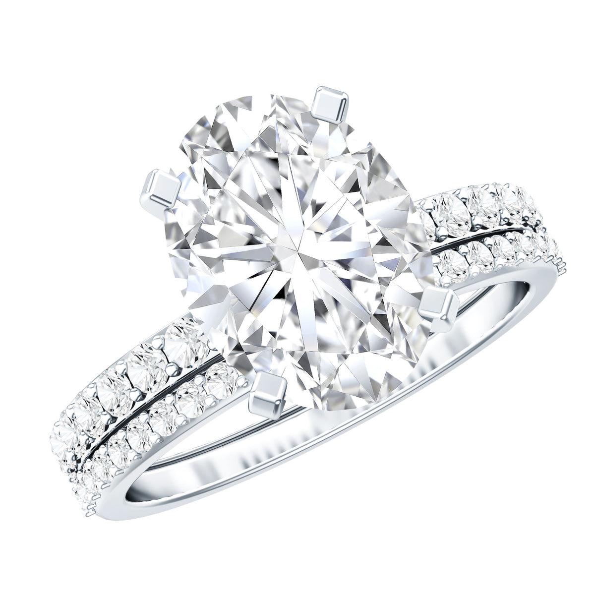 3 Carat Oval Shaped Lab Grown Diamond Bridal Ring Set with IGI Certificate Lab - ( E-VS1 ) - Rosec Jewels