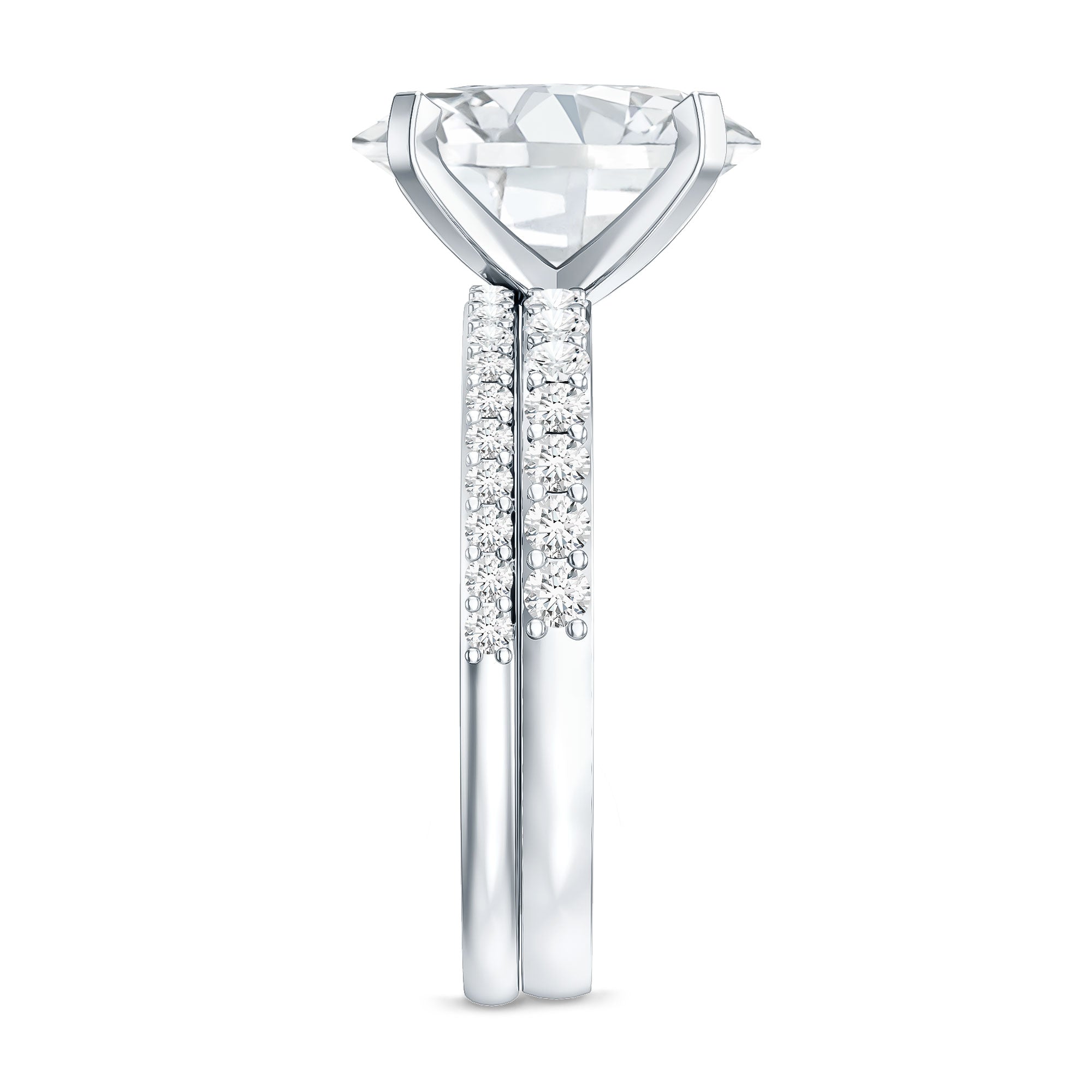 Rosec Jewels-3 Carat Oval Shaped Lab Grown Diamond Bridal Ring Set with IGI Certificate