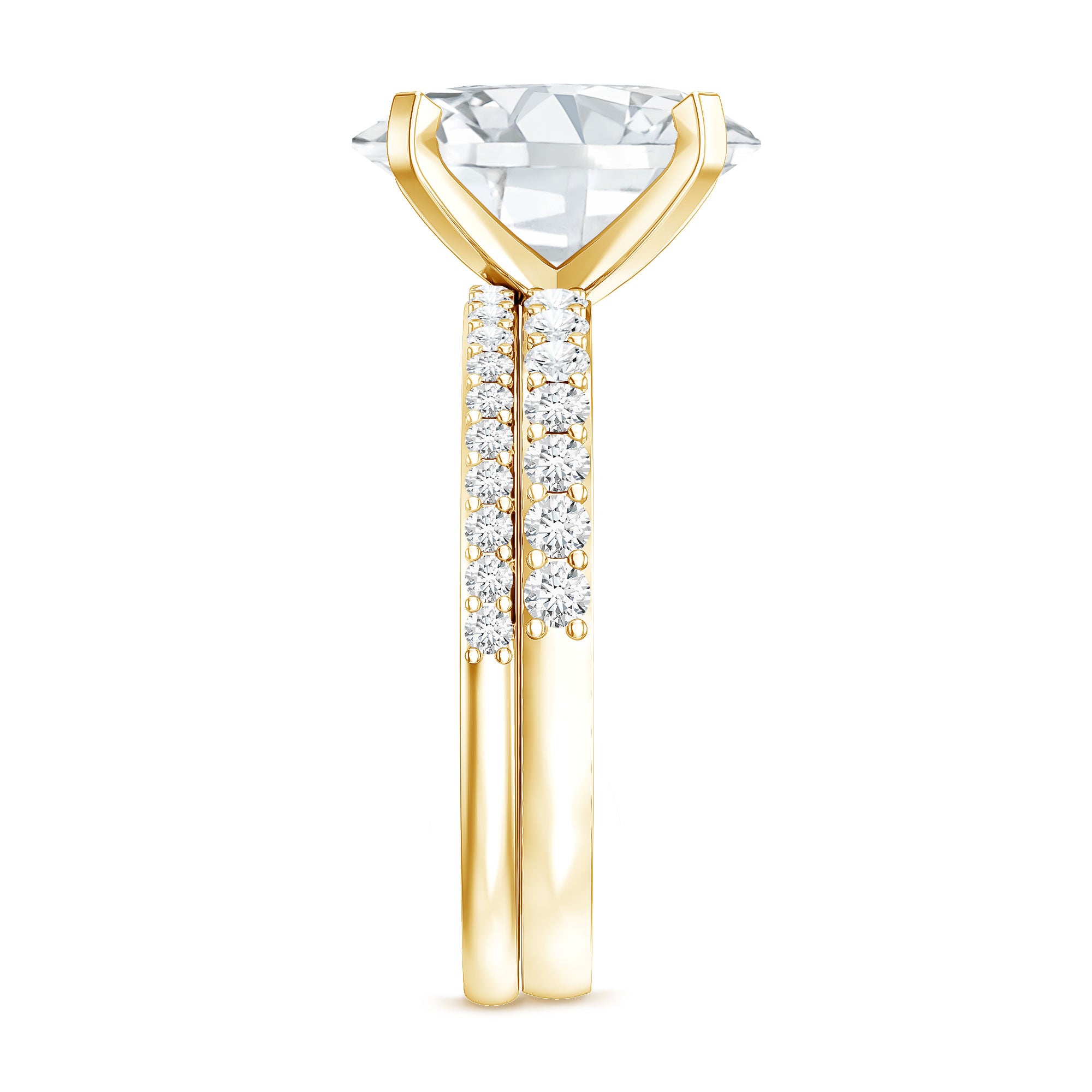 Rosec Jewels-3 Carat Oval Shaped Lab Grown Diamond Bridal Ring Set with IGI Certificate