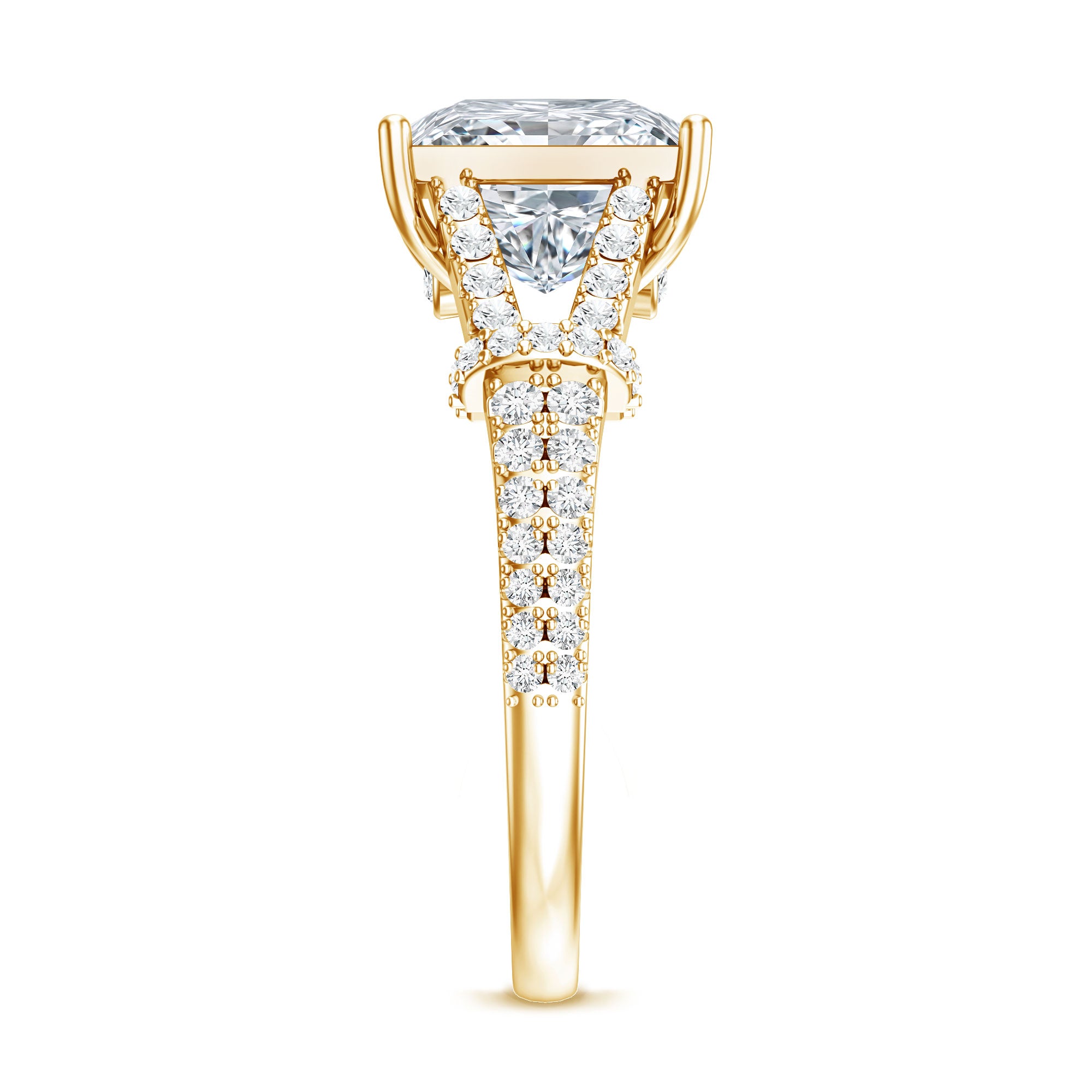 Rosec Jewels-IGI Certified Big 5 Carat Lab Grown Diamond Princess Cut Engagement Ring with Split Shank
