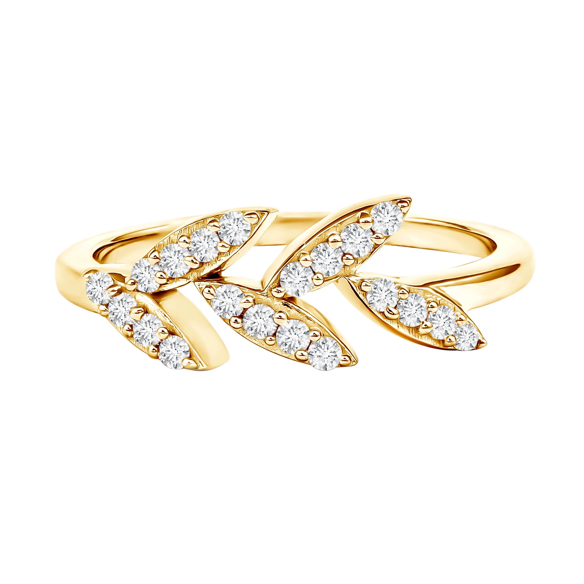 Nature Inspired Lab Grown Diamond Olive Leaf Branch Ring Lab - ( EF-VS ) - Rosec Jewels