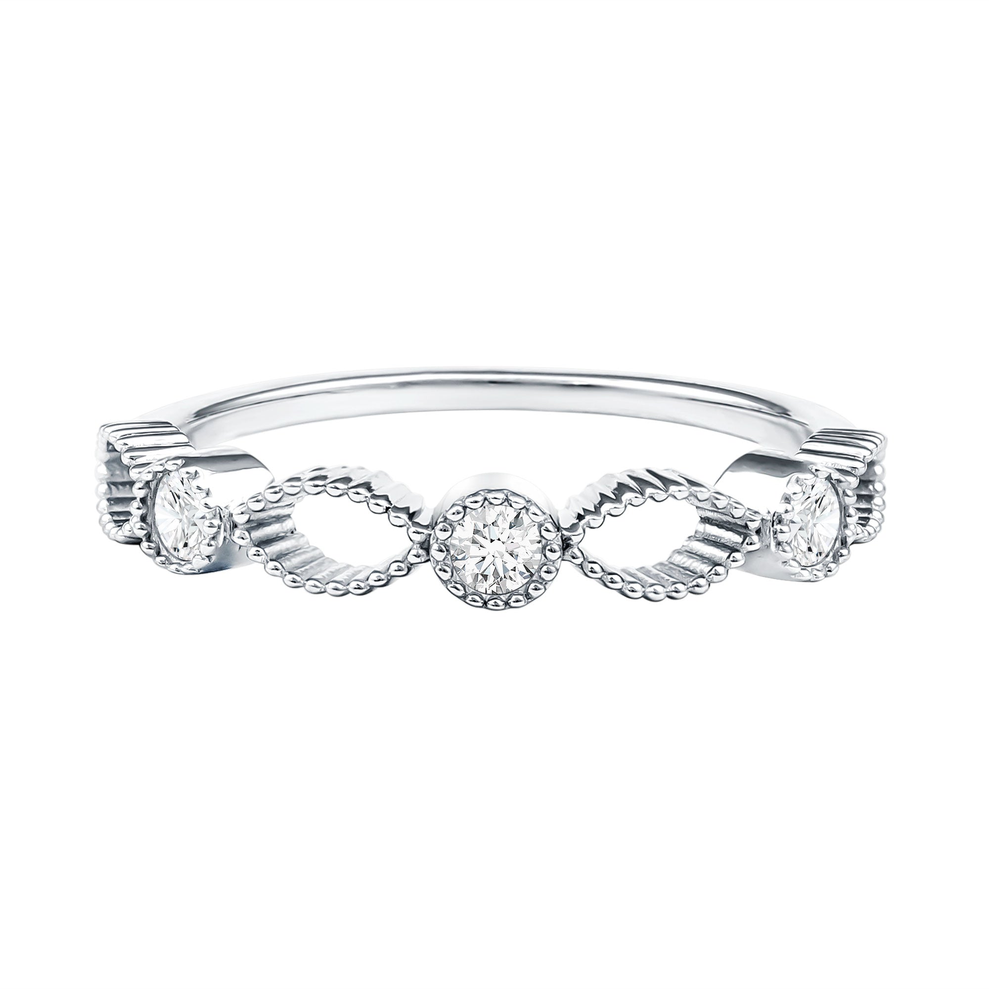 Infinity Inspired Lab Grown Diamond Stackable Ring for Women Lab - ( EF-VS ) - Rosec Jewels