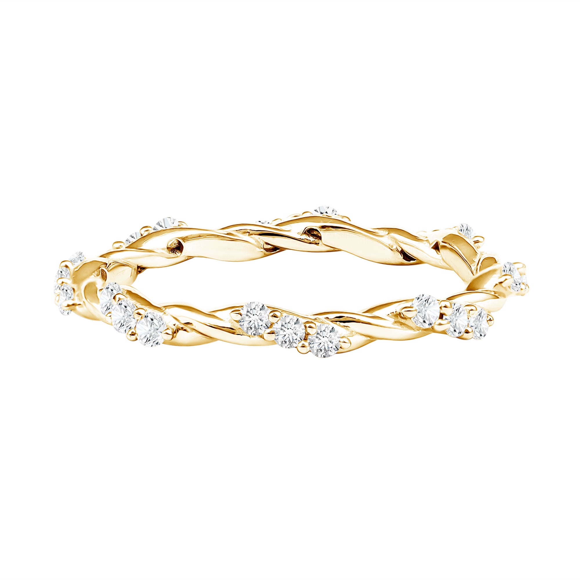 Lab Grown Twisted Diamond Stackable Ring Lab - ( EF-VS ) - Rosec Jewels