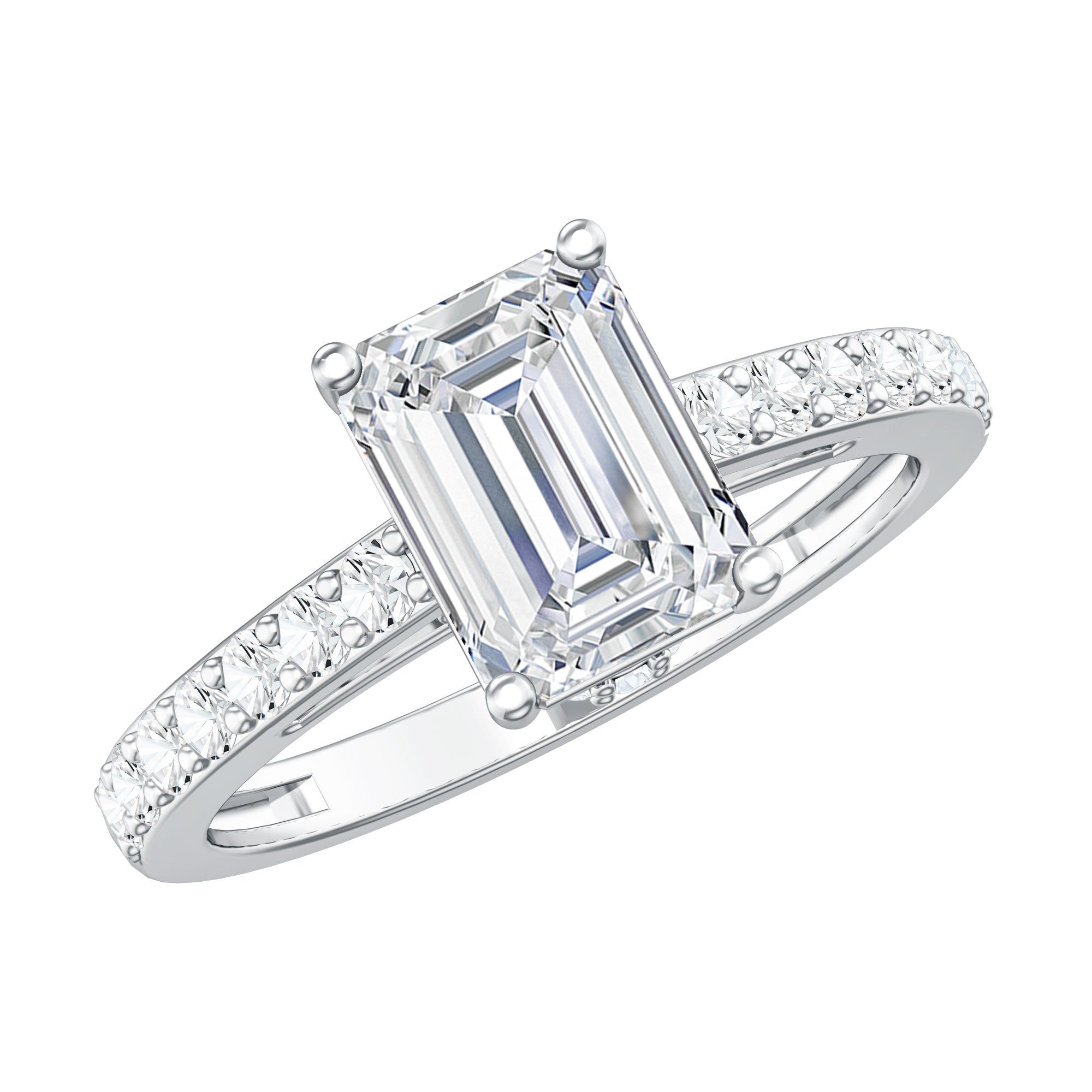 IGI Certified Emerald Cut Lab Grown Diamond Engagement Ring 2 Carat Lab - ( E-VS1 ) - Rosec Jewels