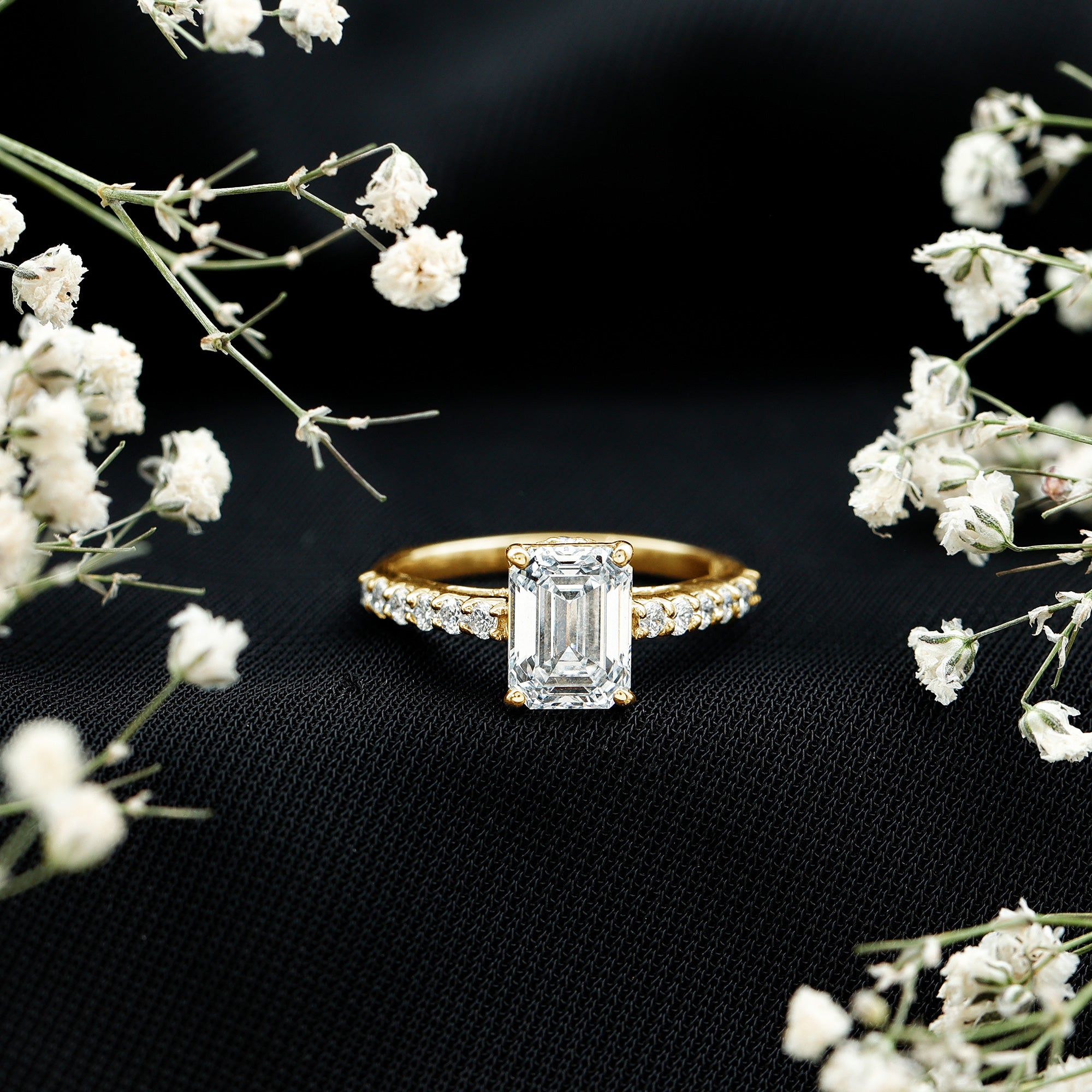 IGI Certified Emerald Cut Lab Grown Diamond Engagement Ring 2 Carat Lab - ( E-VS1 ) - Rosec Jewels