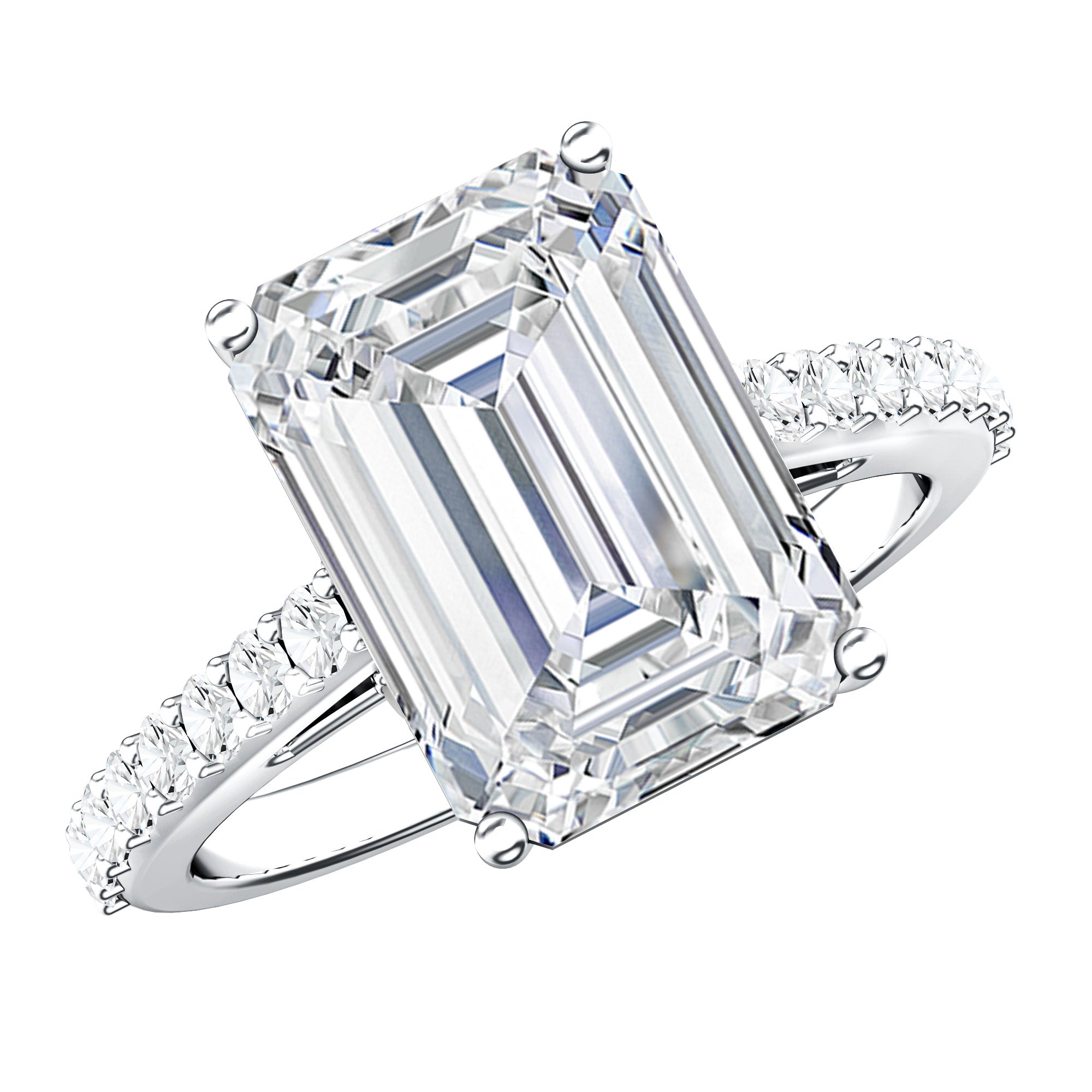 Emerald Cut 5 Carat Lab Grown Diamond Solitaire Engagement Ring IGI Certified Lab - ( E-VS1 ) - Rosec Jewels