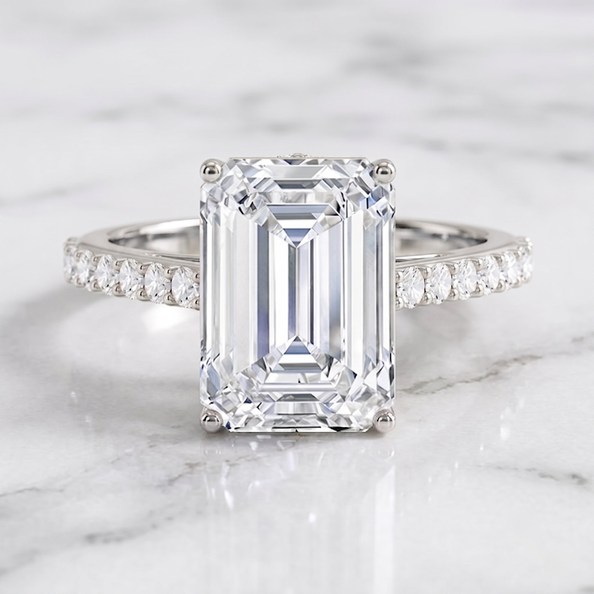 Emerald Cut 5 Carat Lab Grown Diamond Solitaire Engagement Ring IGI Certified Lab - ( E-VS1 ) - Rosec Jewels