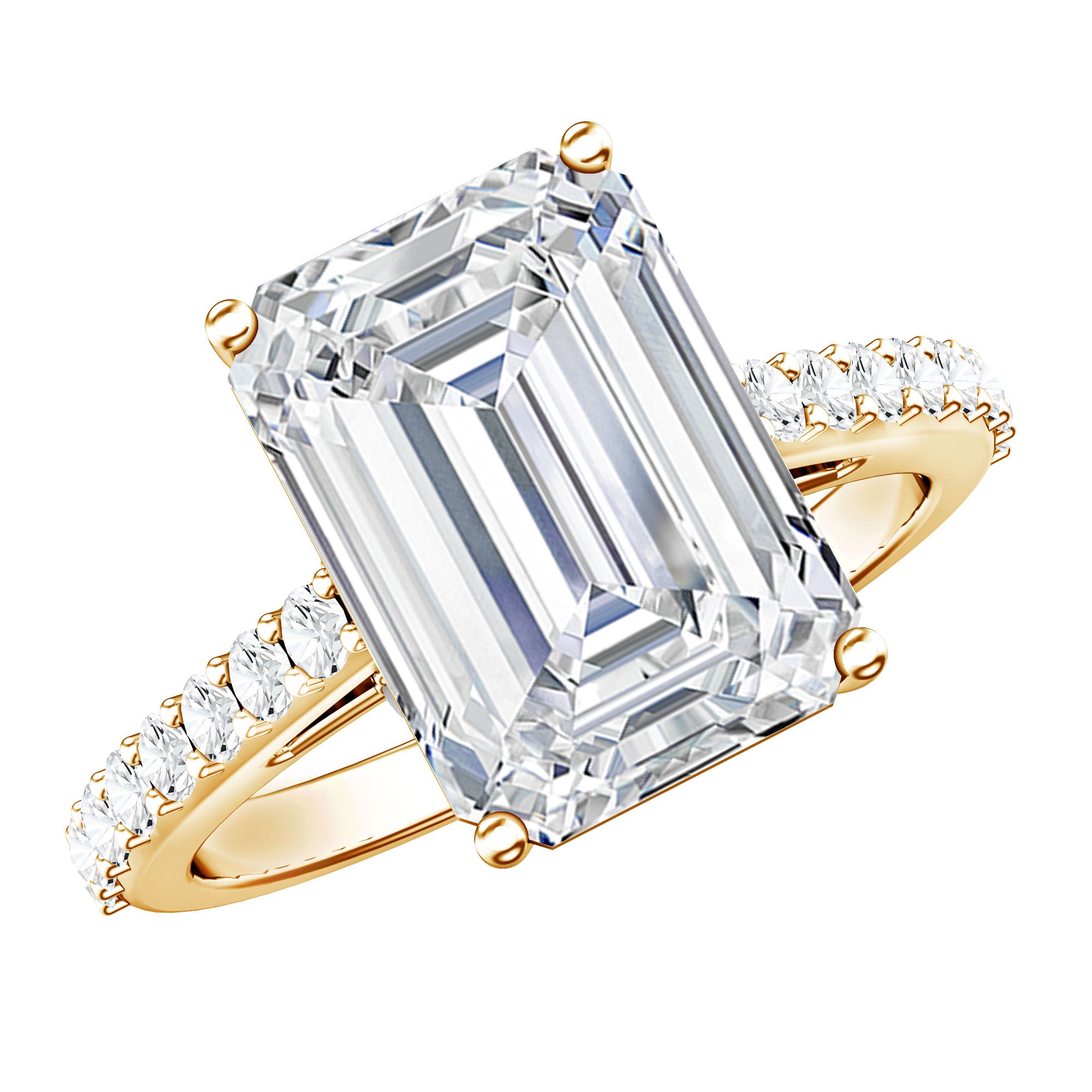 Emerald Cut 5 Carat Lab Grown Diamond Solitaire Engagement Ring IGI Certified Lab - ( E-VS1 ) - Rosec Jewels